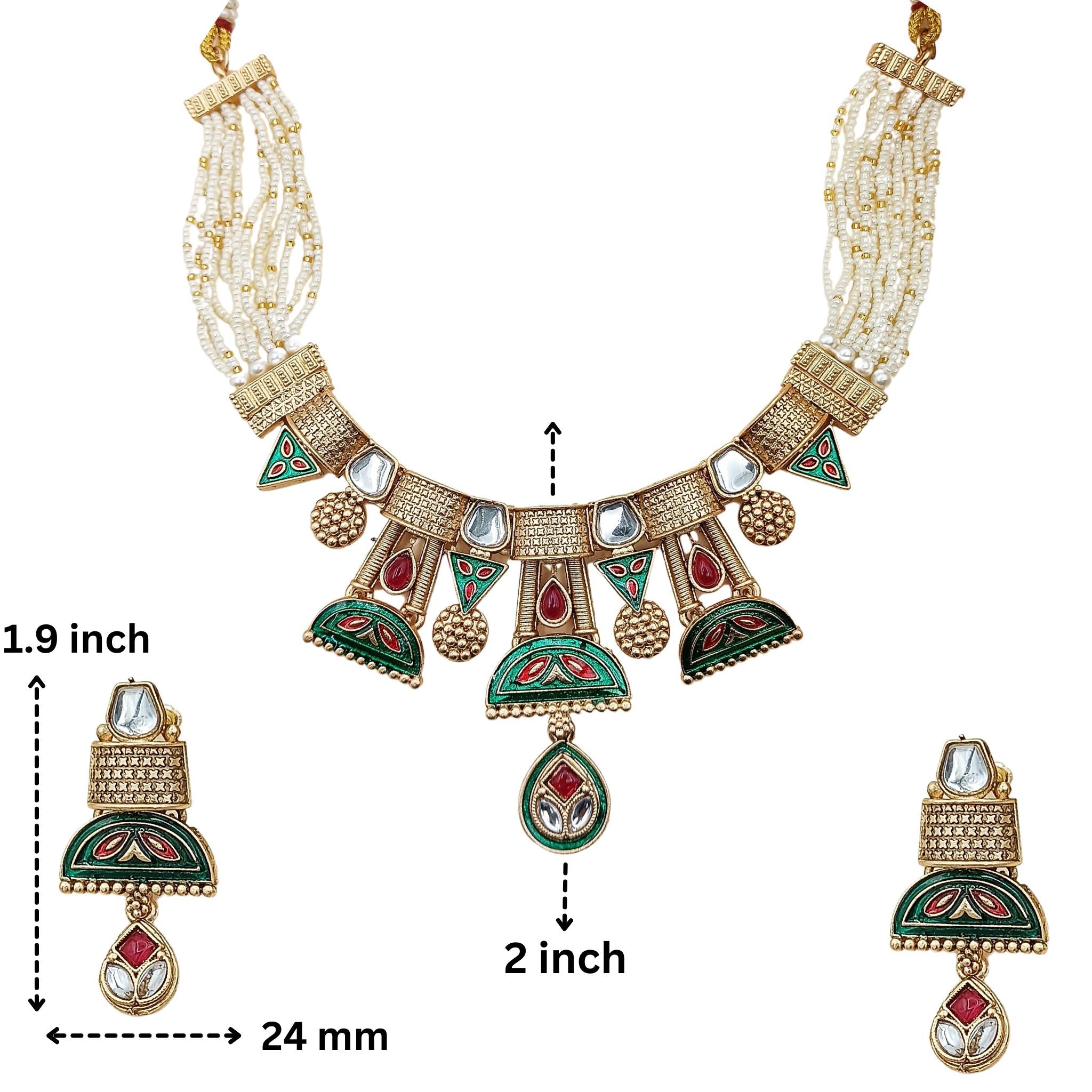 Ananya Rajwadi Kundan Set  Mughal Inspired  Meenakari Choker & Earrings for Weddings and Fusion Wear