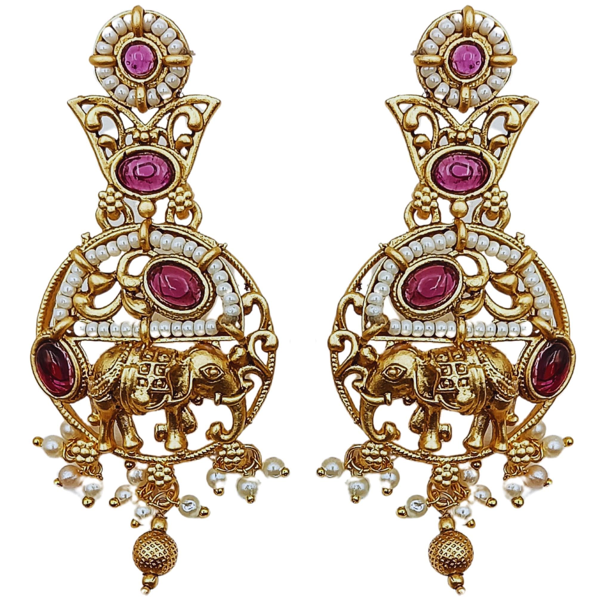 Rajputi Elephant Necklace Set: Indian Wedding Jewelry