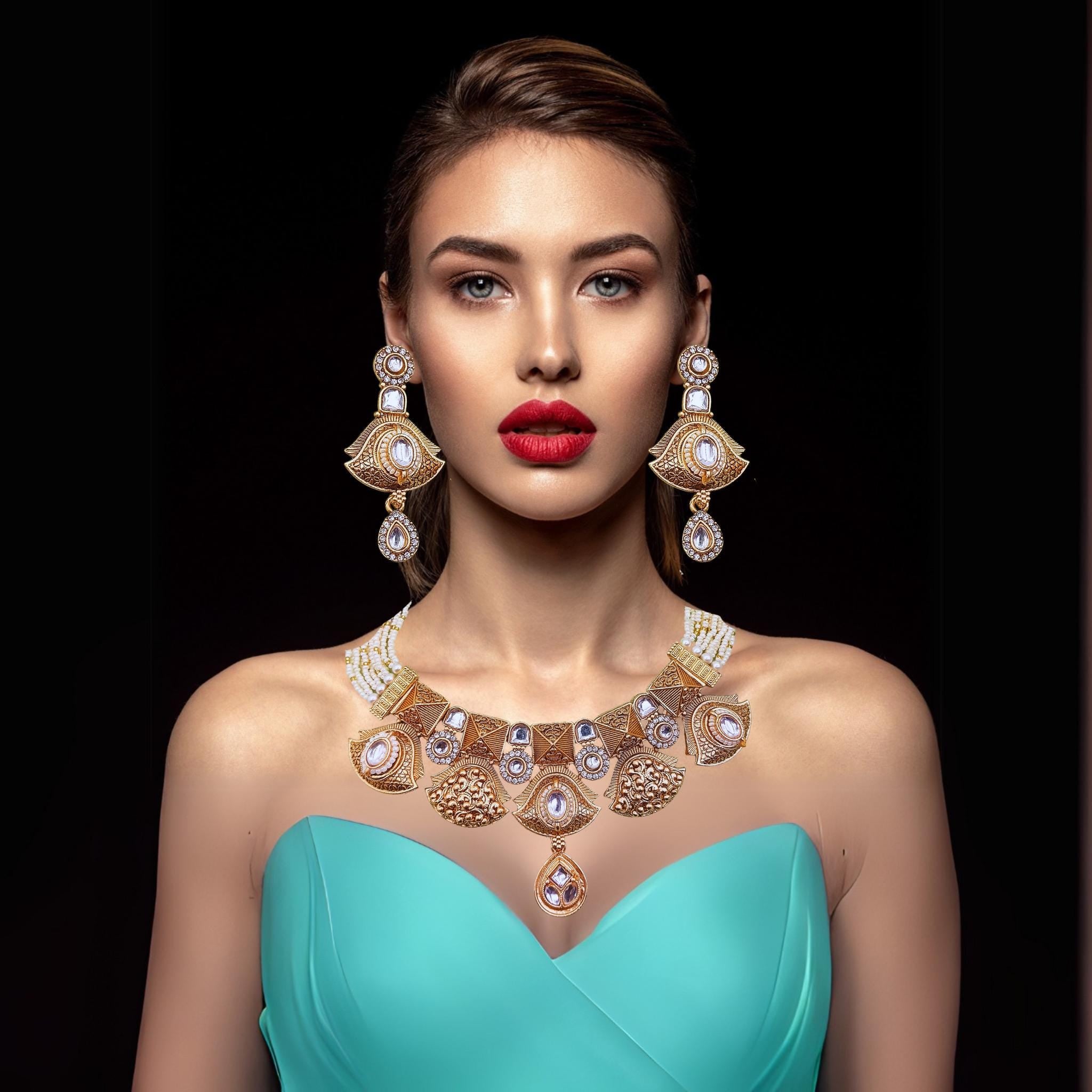 Sitara Silver Meenakari Necklace Set: Rajputi Enamel Choker Earrings