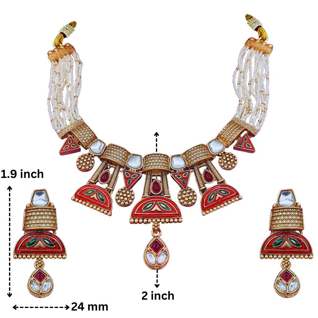Ananya Rajwadi Kundan Set  Mughal Inspired  Meenakari Choker & Earrings for Weddings and Fusion Wear