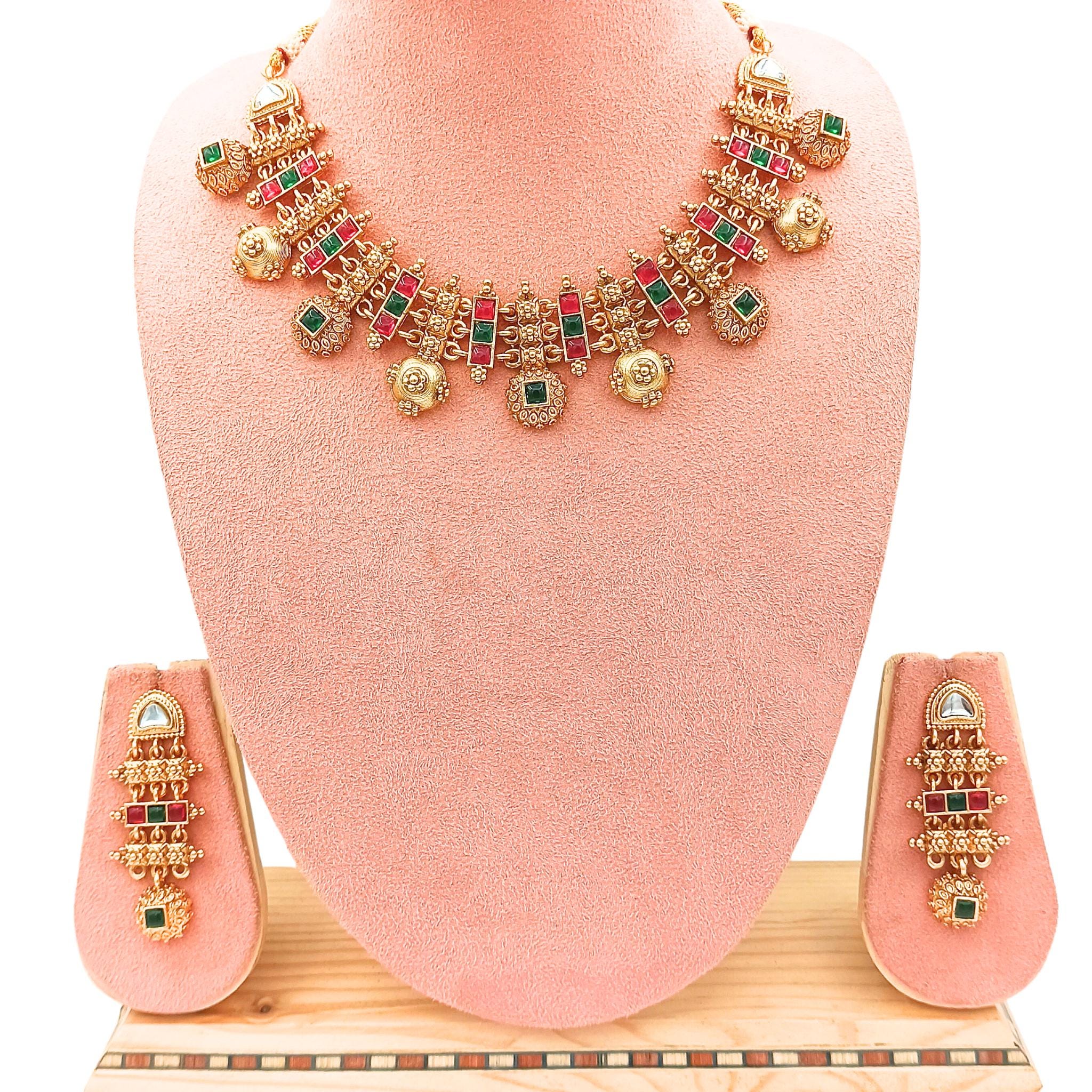 Meenakari Rajwadi Necklace | Antique Gold Bridal Jewelry Collection