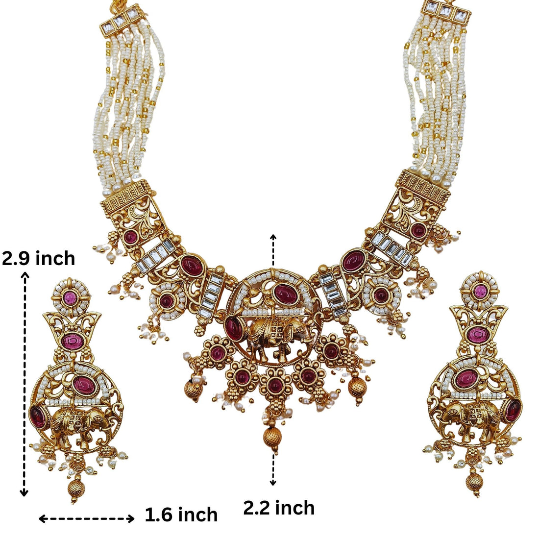 Rajputi Elephant Necklace Set: Indian Wedding Jewelry