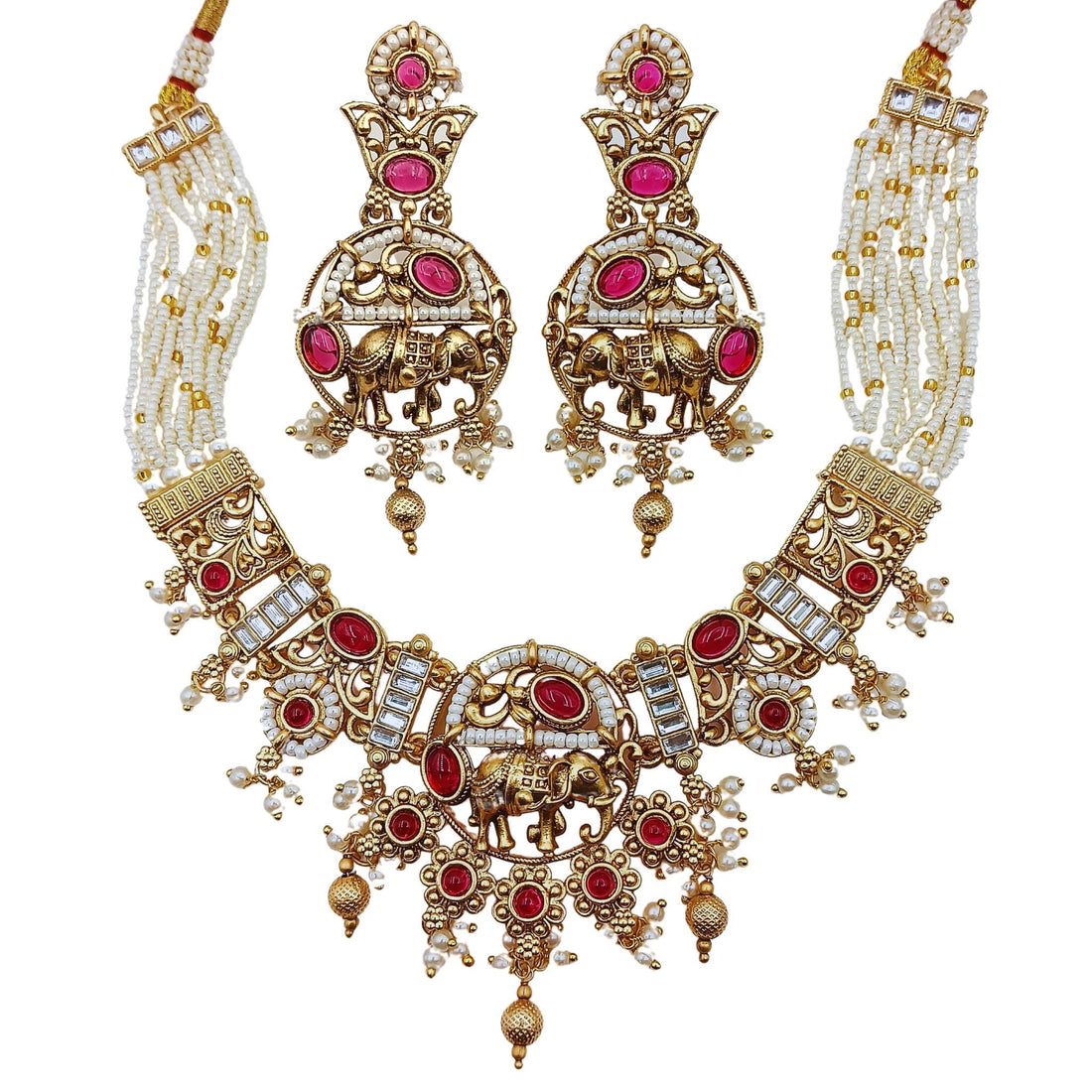 Rajputi Elephant Necklace Set: Rajwadi Indian Wedding Jewelry