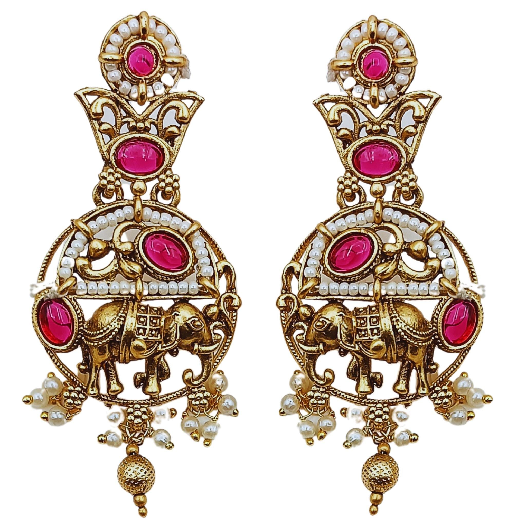 Rajputi Elephant Necklace Set: Rajwadi Indian Wedding Jewelry