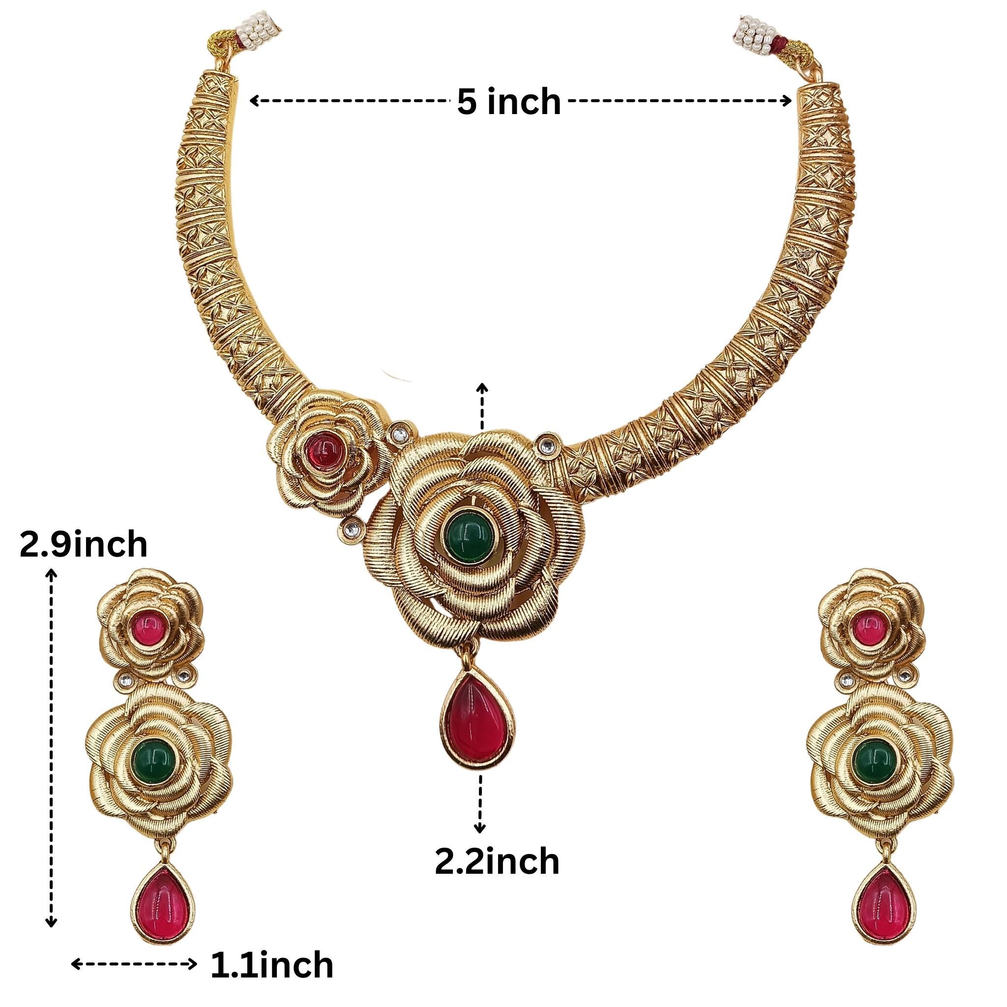 Rajputi Rose Hasadi Necklace Set: Indian Bridal Jewelry
