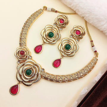 Rajputi Rose Hasadi Necklace Set: Indian Bridal Jewelry