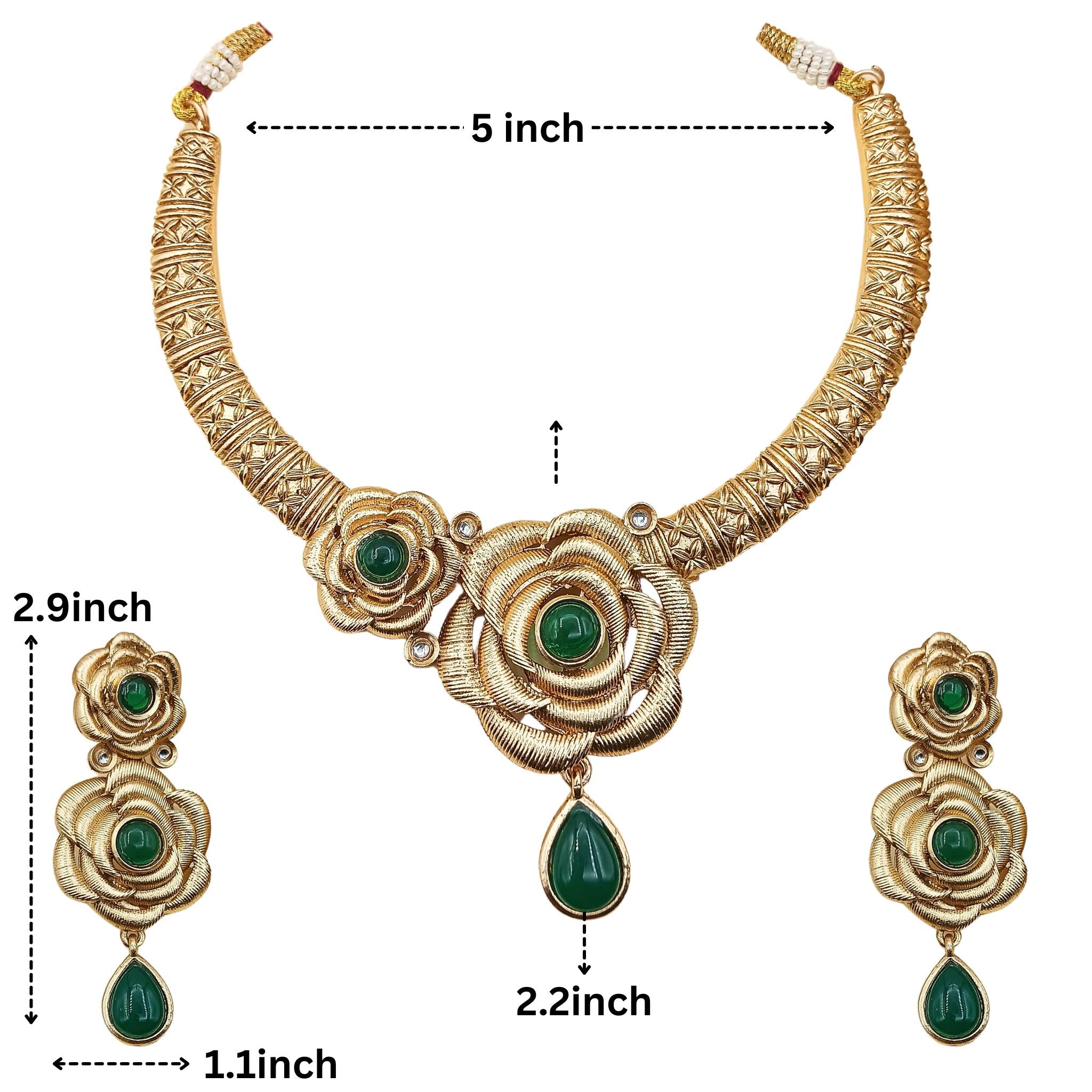 Peacock Green Hasadi Necklace Set: Indian Bridal Jewelry