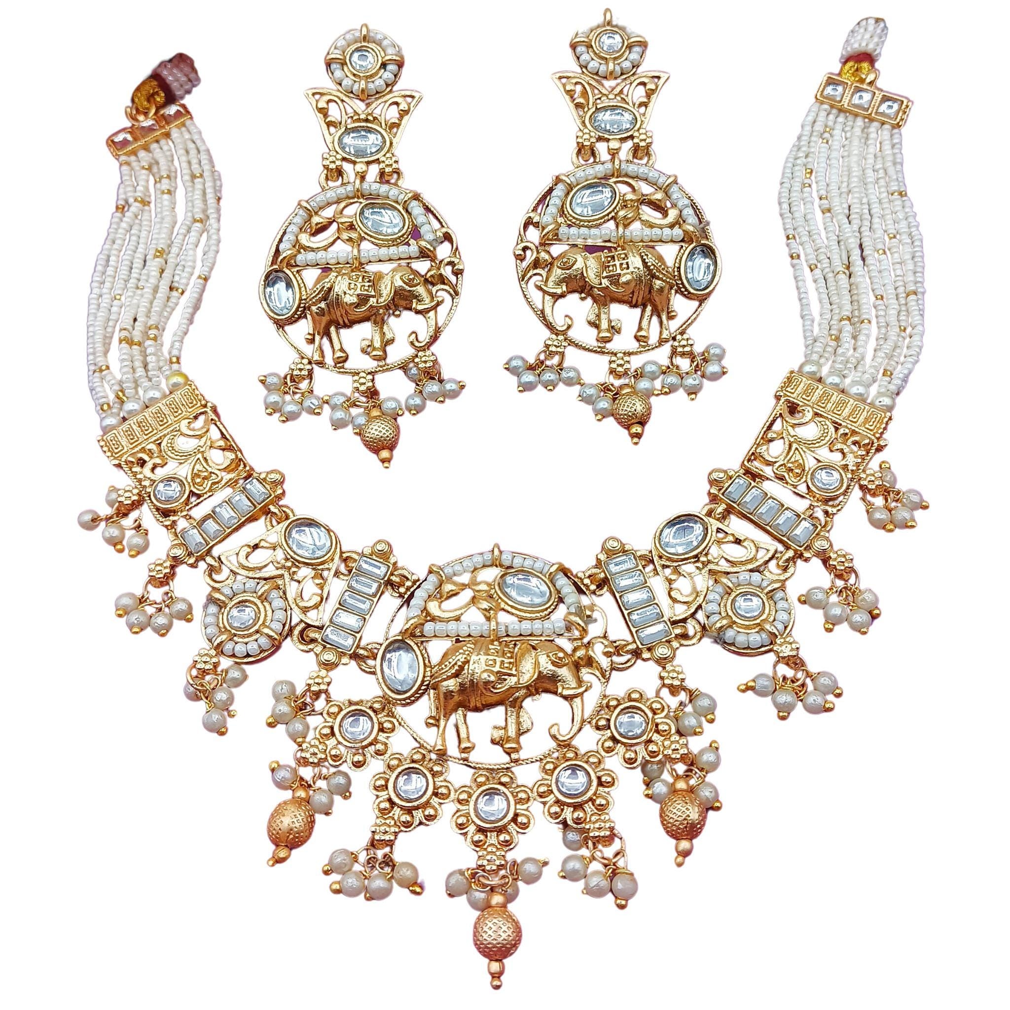Rajputi Elephant Necklace Set: Rajwadi Indian Wedding Jewelry