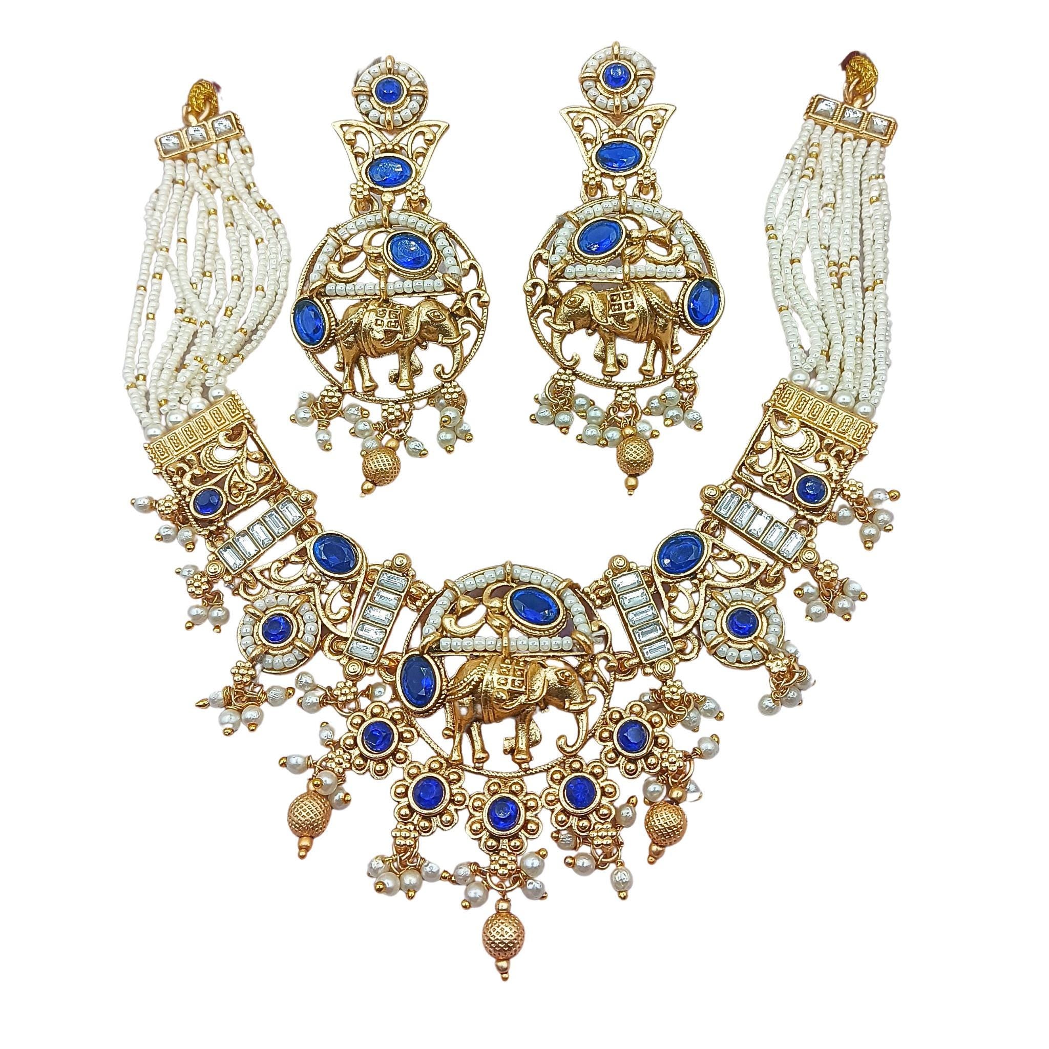 Rajputi Elephant Necklace Set: Rajwadi Indian Wedding Jewelry
