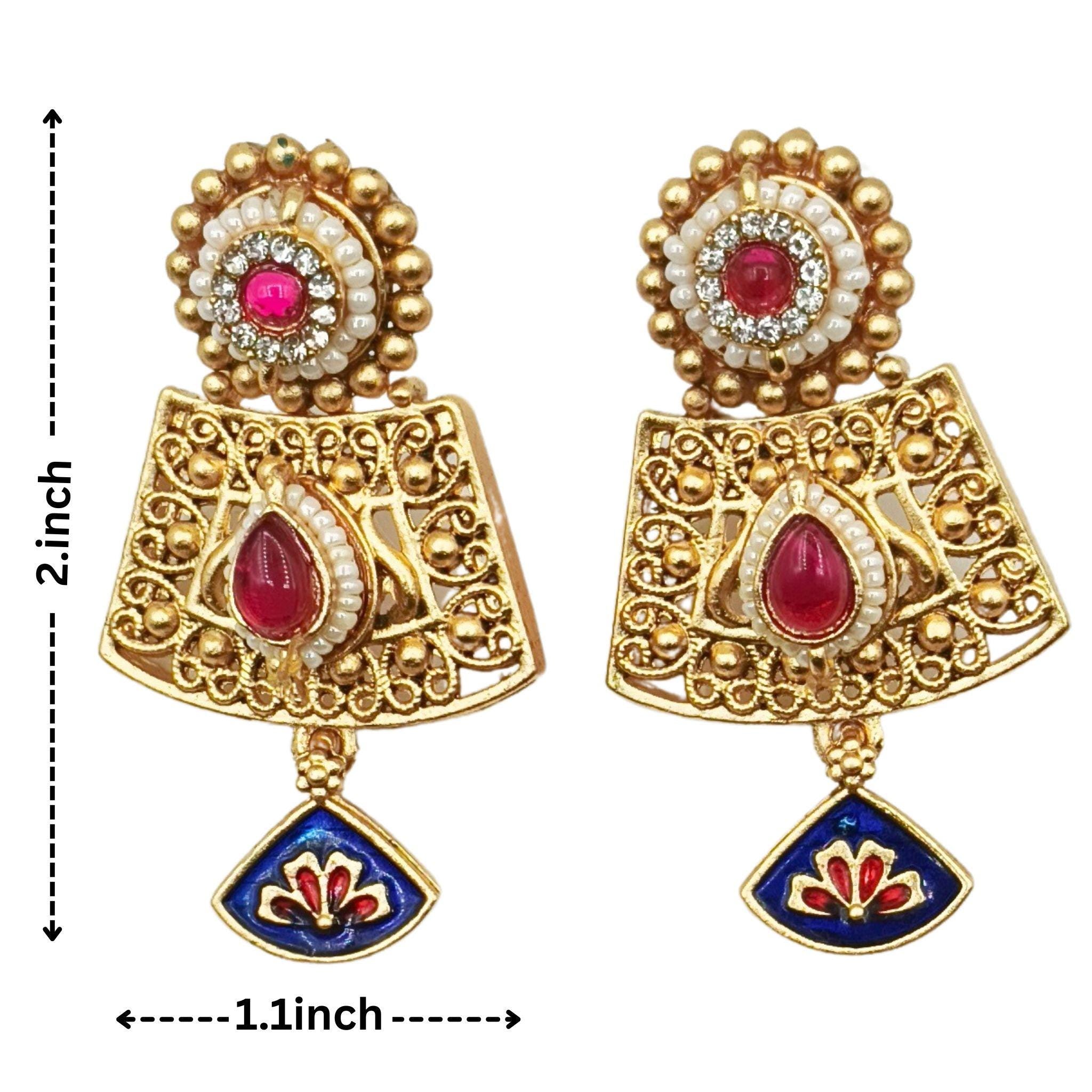 Meenakari Rajwadi Necklace Set: Shahi Blue Rajputi Jewelry