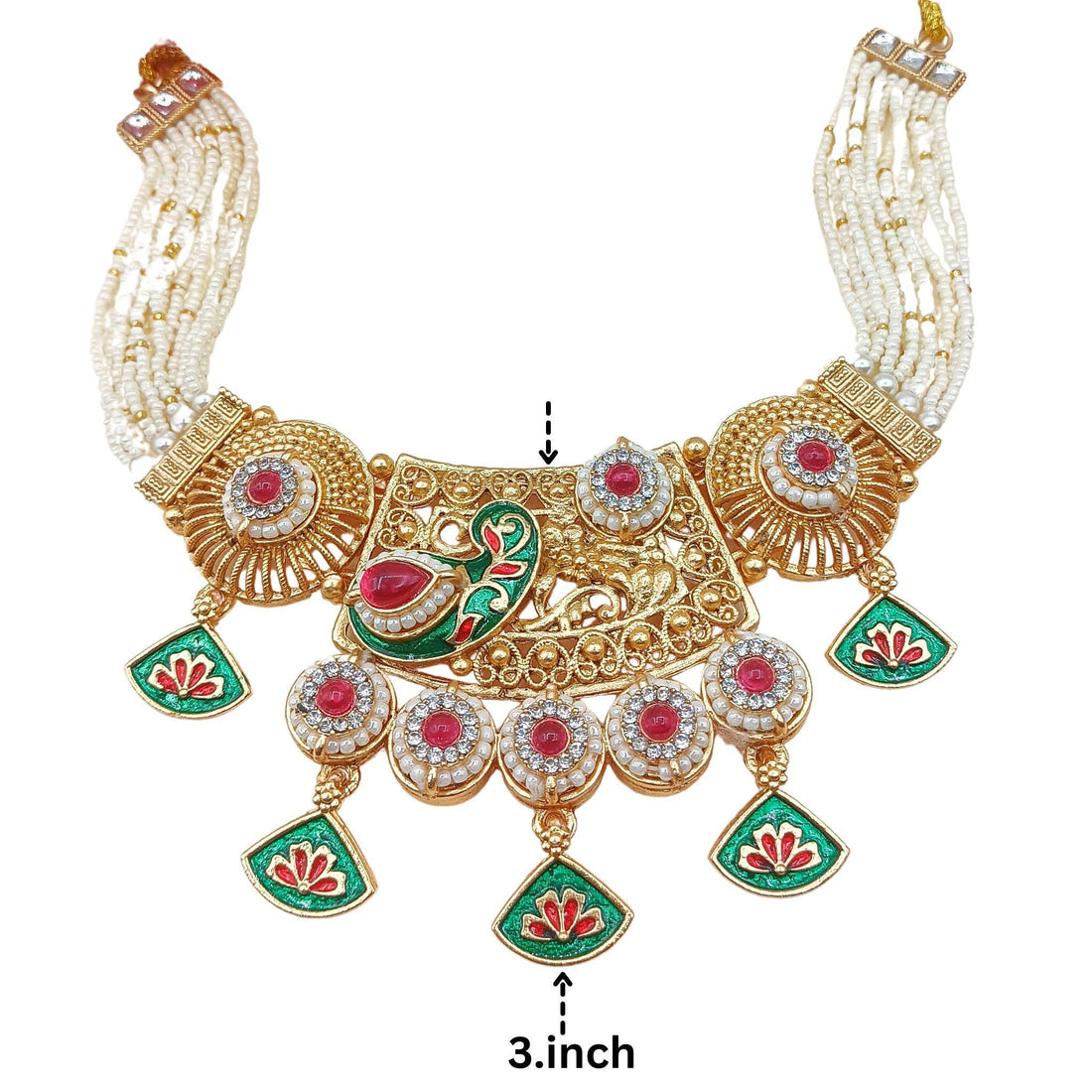 Meenakari Rajwadi Necklace Set: Royal Rajputi Jewelry with Earrings