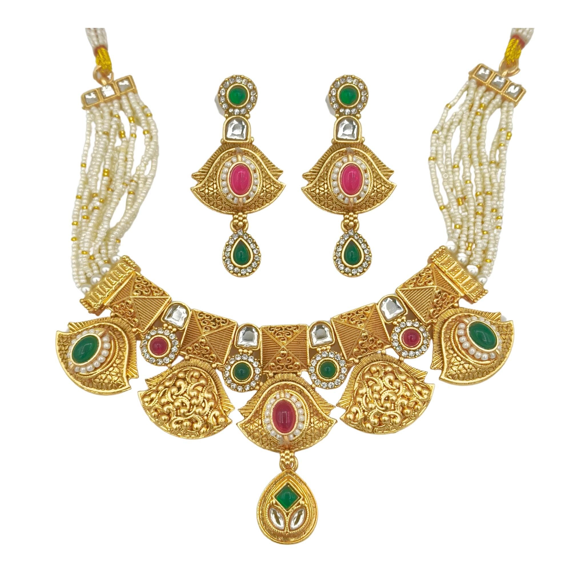 Meenakari Enamel Choker Necklace Set: Rajputi Indian Jewelry