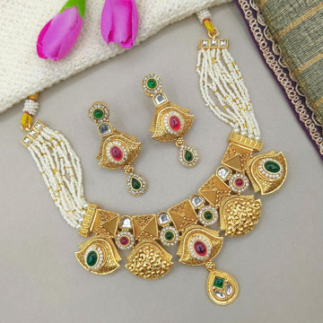 Meenakari Enamel Choker Necklace Set: Rajputi Indian Jewelry