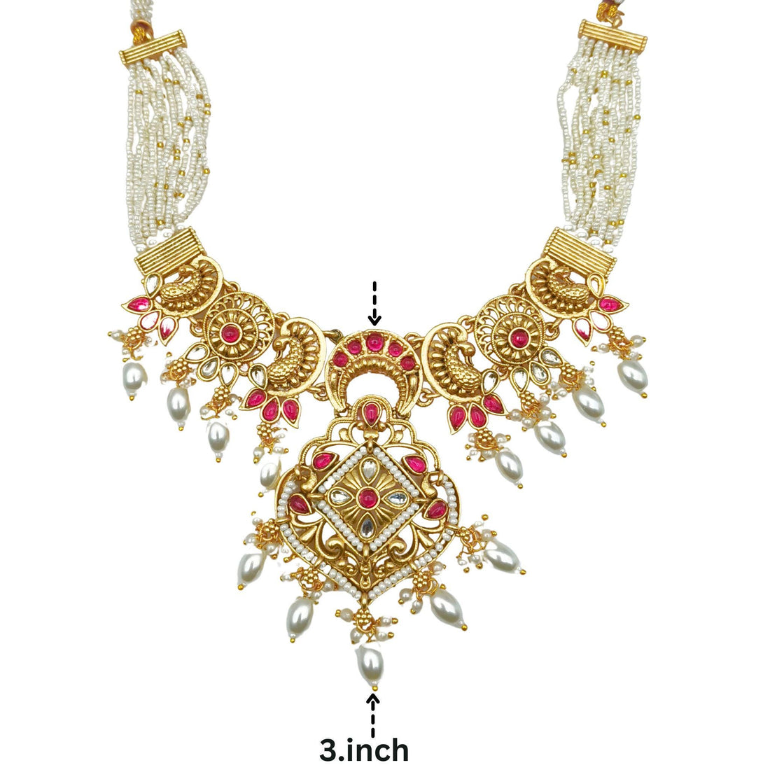 Rajputi Pearl Choker Necklace Set: Indian Bridal Jewelry