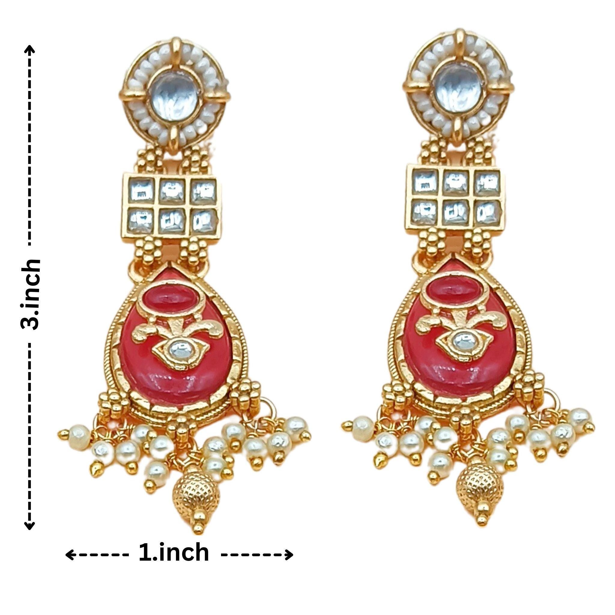 Kundan Meenakari Choker Necklace Set: Rajputi Pearl, Gulabi Pink
