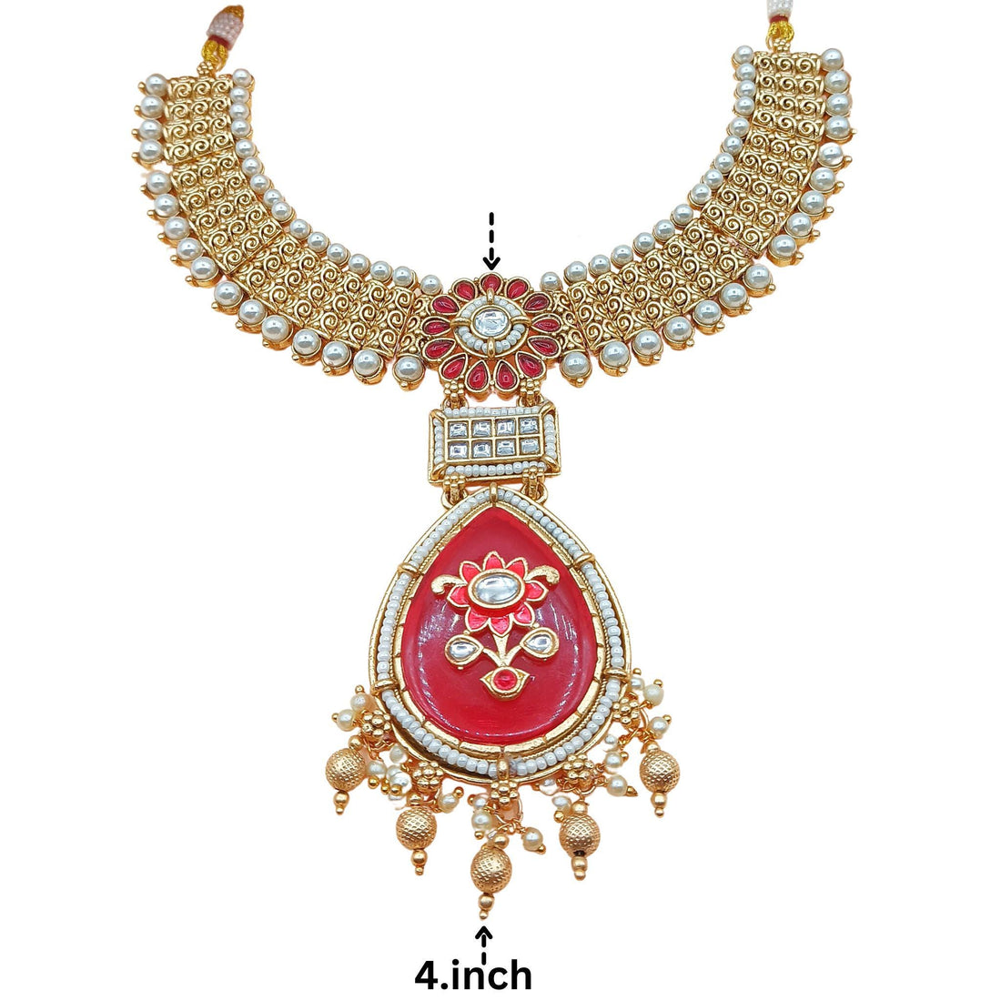 Kundan Meenakari Choker Necklace Set: Rajputi Pearl, Gulabi Pink