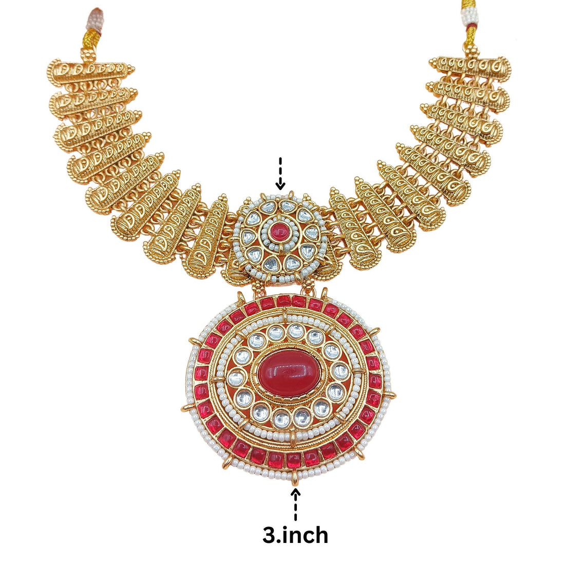 Kundan Choker Necklace Set: Rajputi Bridal Jewelry, Jodha Red