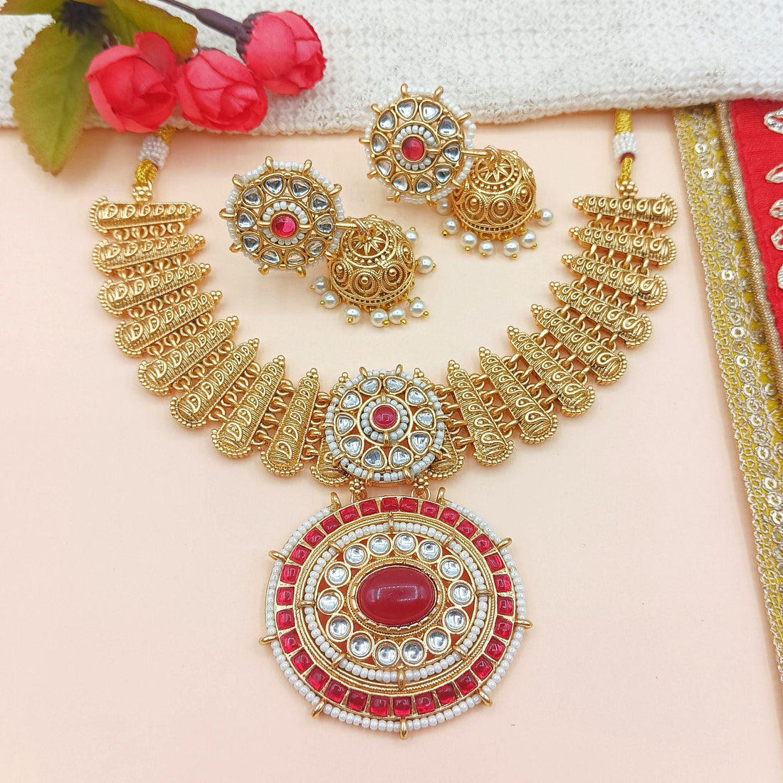 Kundan Choker Necklace Set: Rajputi Indian Bridal Jewelry