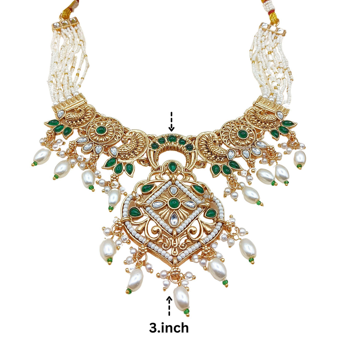 Rajputi Pearl Choker Necklace Set: Indian Bridal Jewelry