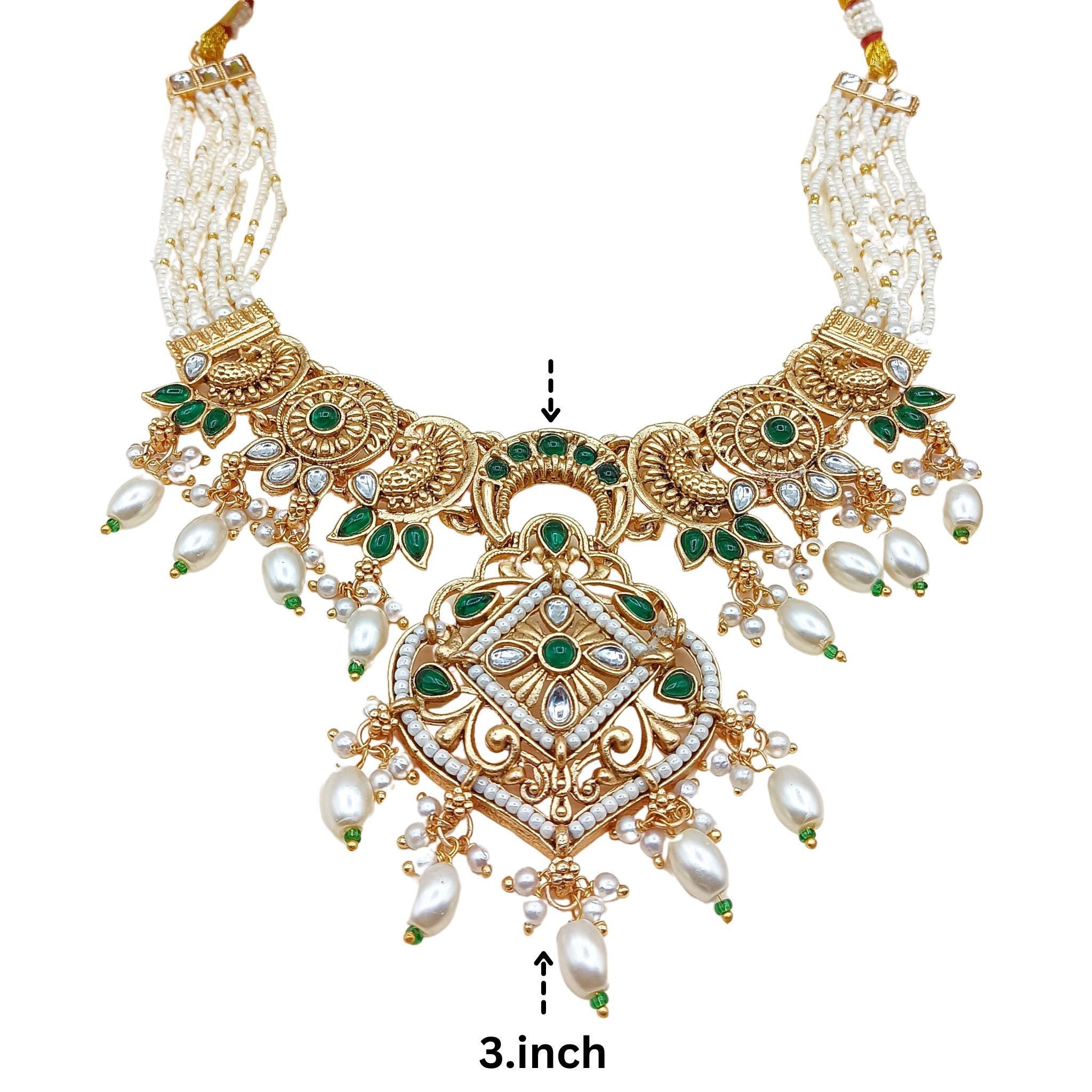 Rajputi Pearl Choker Necklace Set: Indian Bridal Jewelry