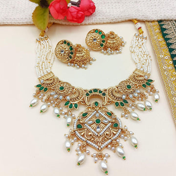 Rajputi Pearl Choker Necklace Set: Indian Bridal Jewelry