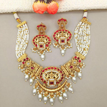 Meenakari Rajwadi Necklace Set: Agni Red Bridal Jewelry