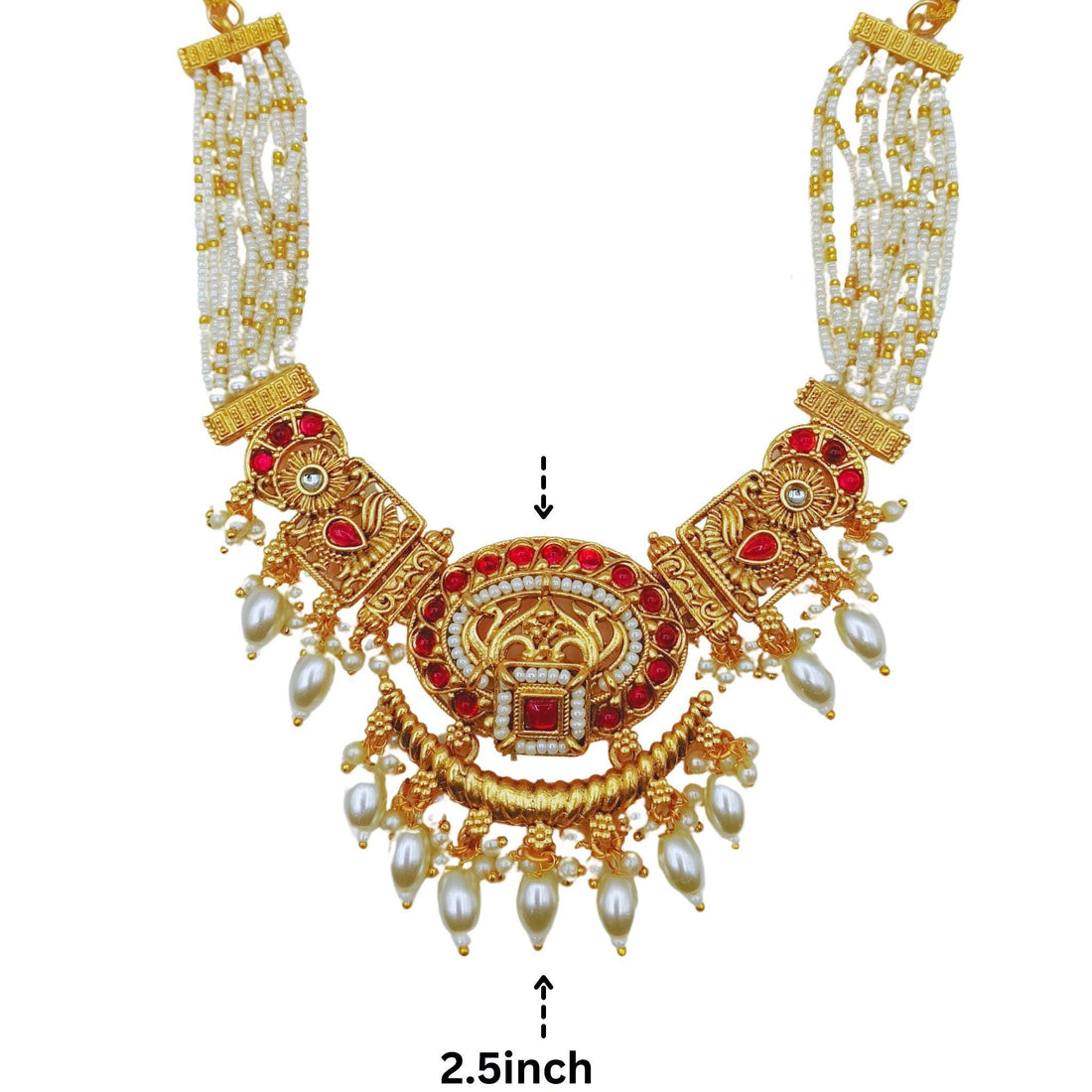 Meenakari Rajwadi Necklace Set: Agni Red Bridal Jewelry
