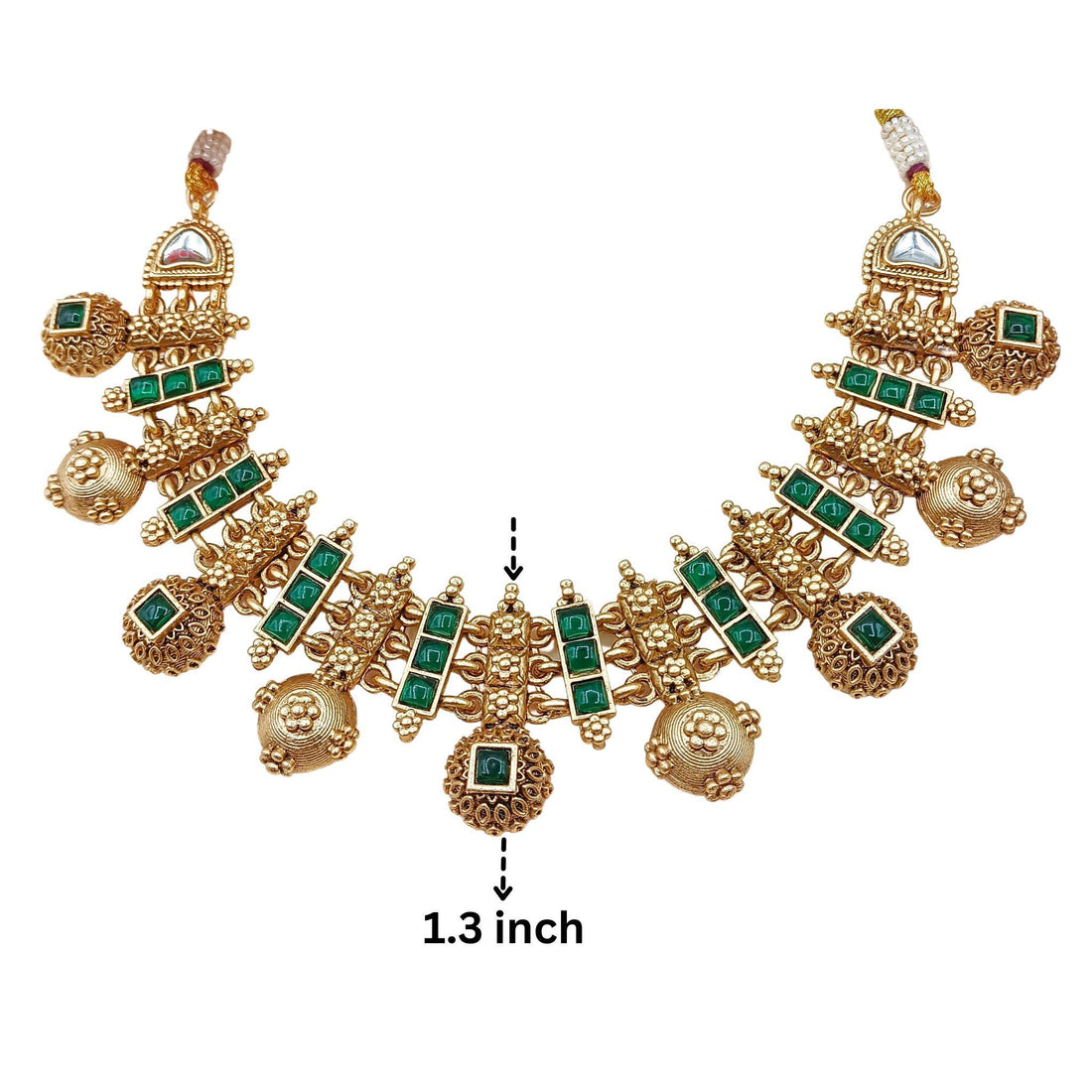 Meenakari Bridal Jewelry Set: Rajwadi Hasadi Necklace, Antique Gold Finish