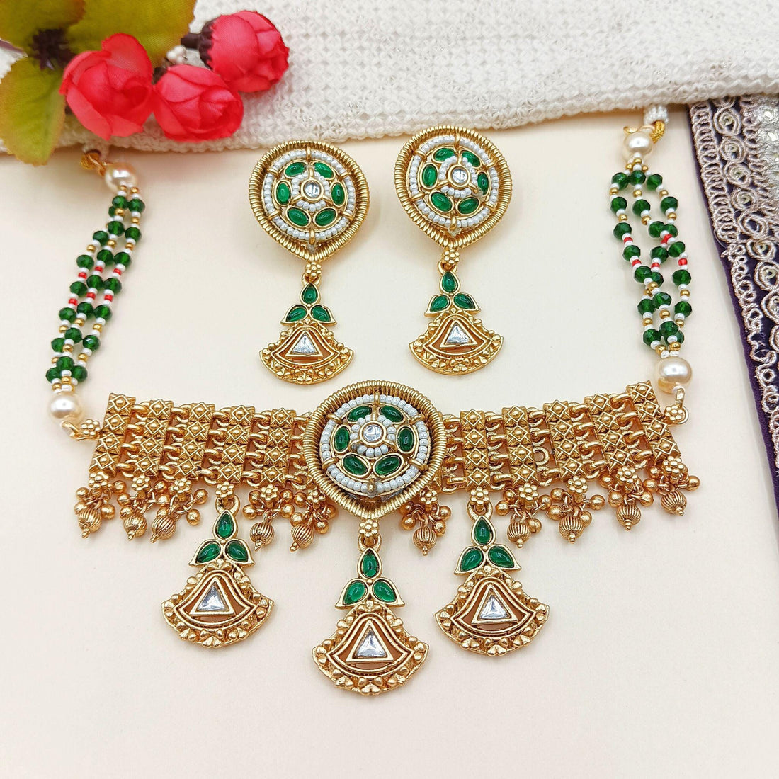Kundan Meenakari Choker Set: Rajputi Indian Jewelry