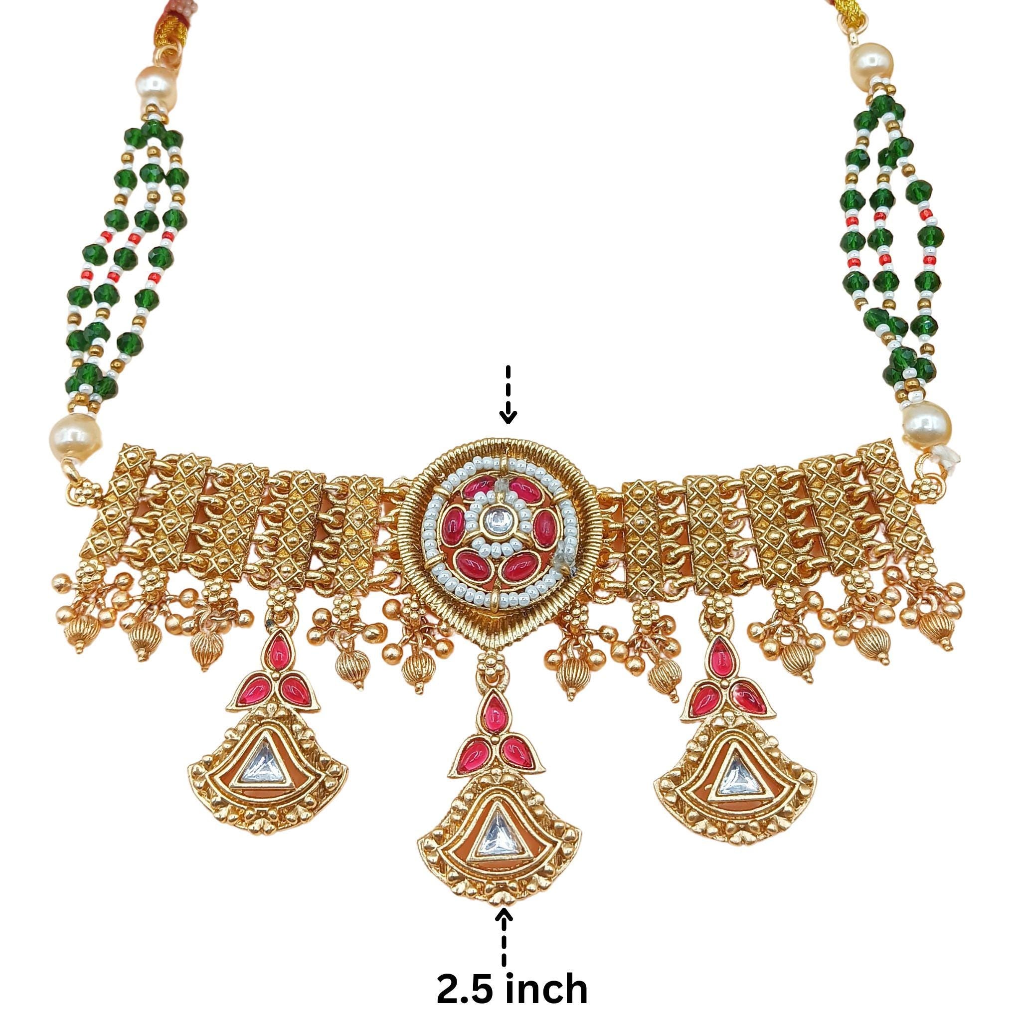 Kundan Meenakari Choker Set: Agni Red Rajputi Jewelry, Indian Bridal Necklace