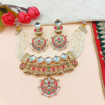 Rajputi Meena Jewelry Set: Traditional Indian Necklace & Earrings