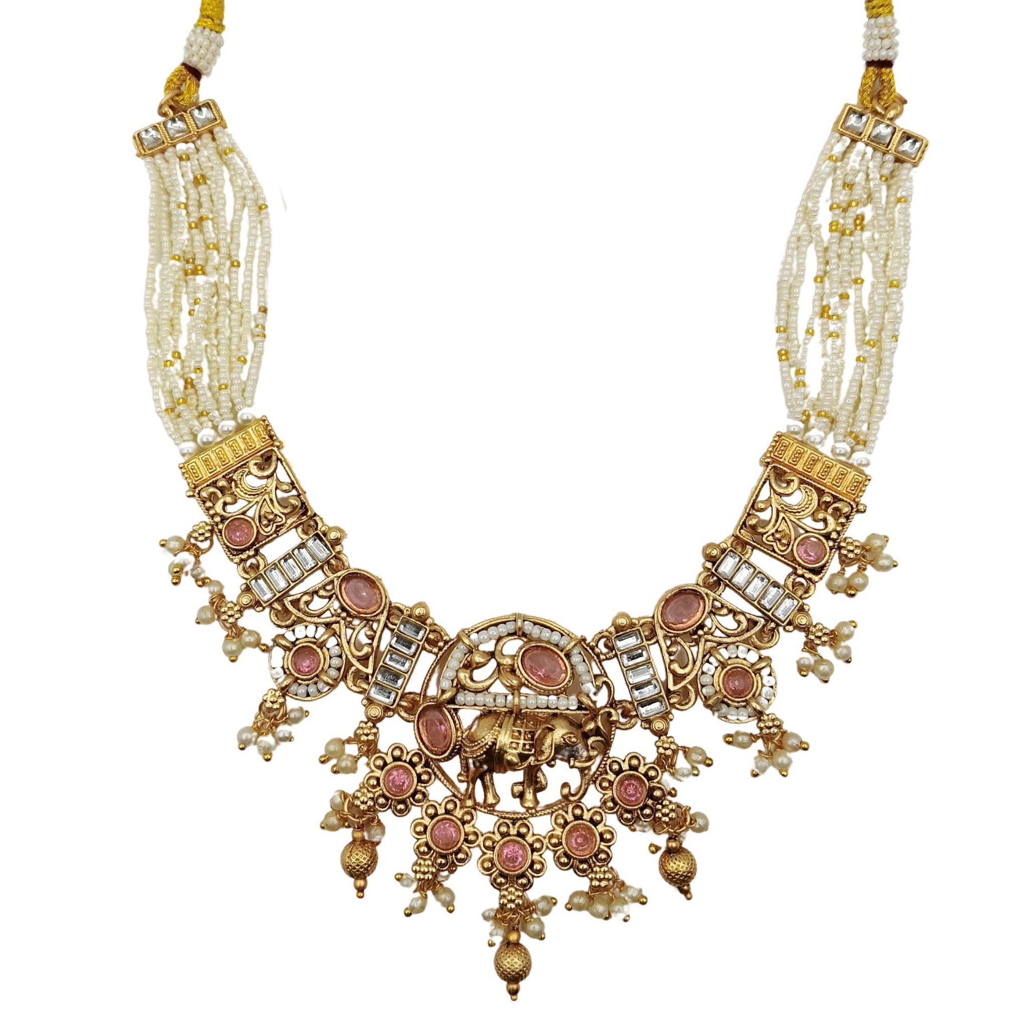 Rajputi Elephant Necklace Set: Rajwadi Indian Wedding Jewelry