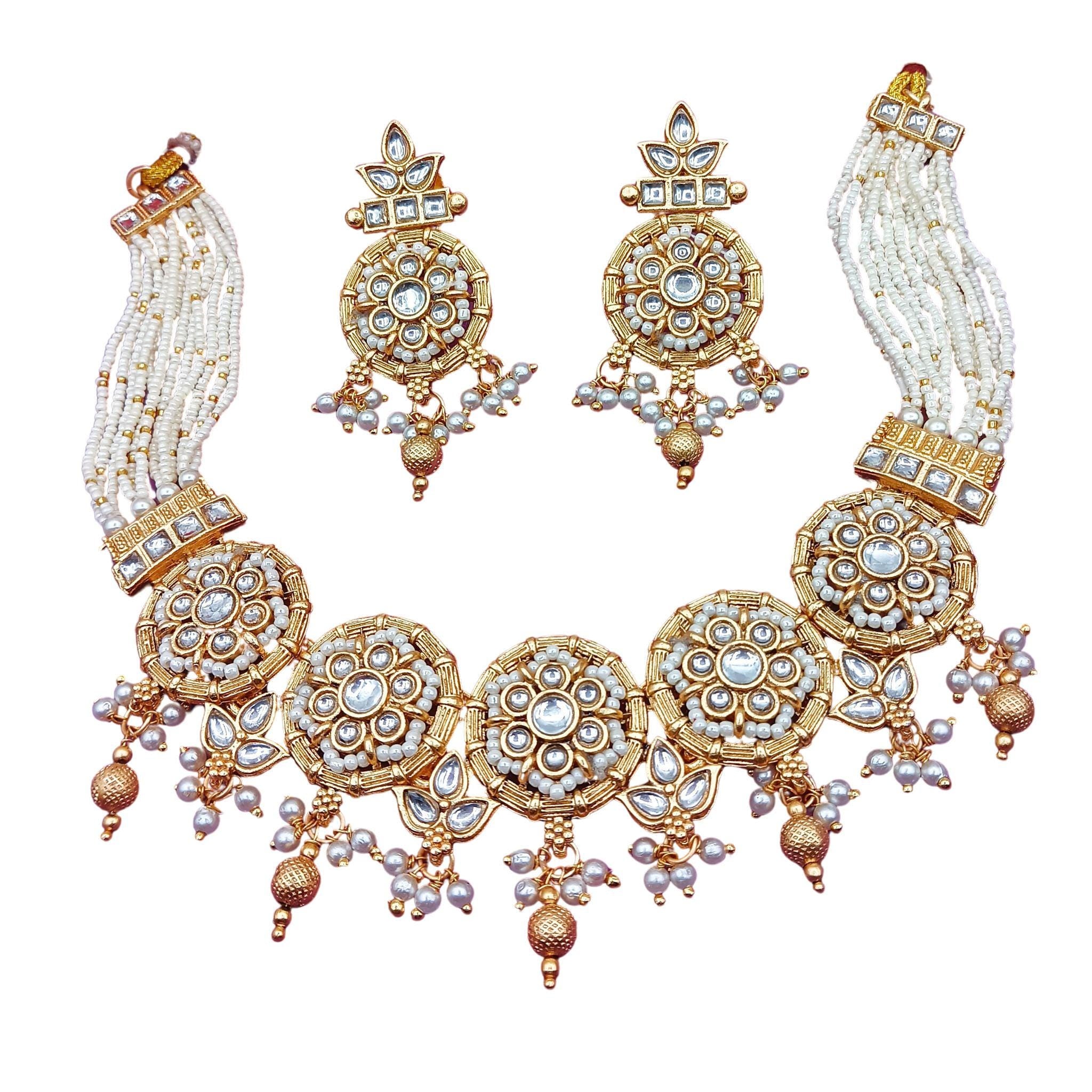 Kundan Choker Necklace Set: Rajputi Indian Bridal Jewelry