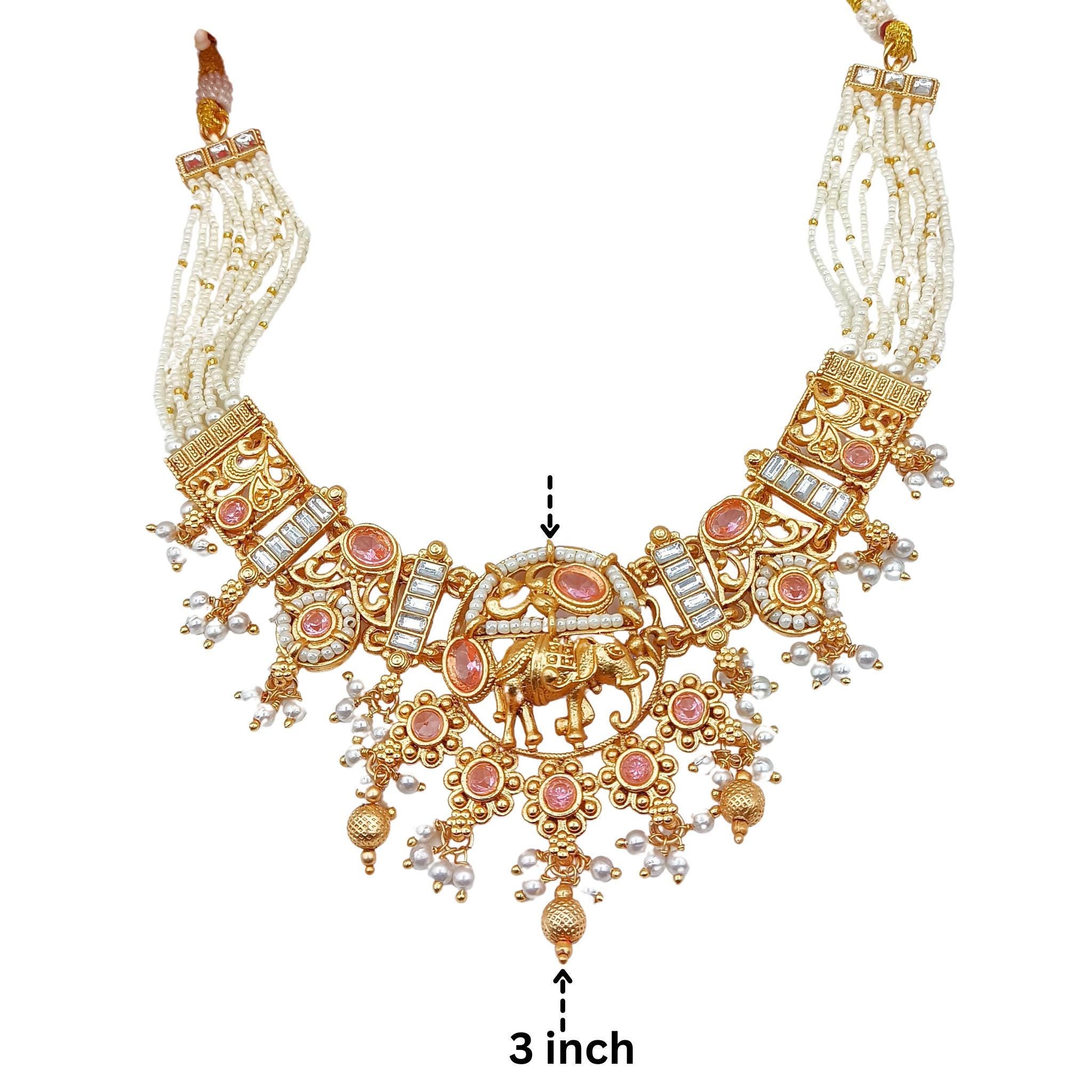 Rajputi Elephant Necklace Set: Rajwadi Indian Wedding Jewelry
