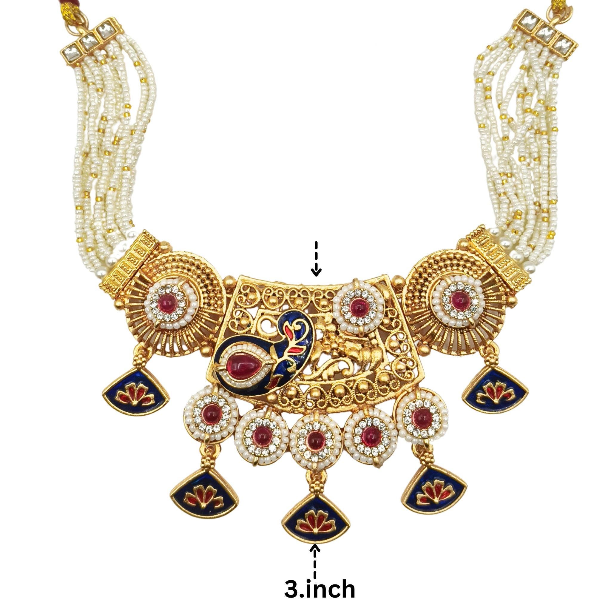 Meenakari Rajwadi Necklace Set: Shahi Blue Rajputi Jewelry