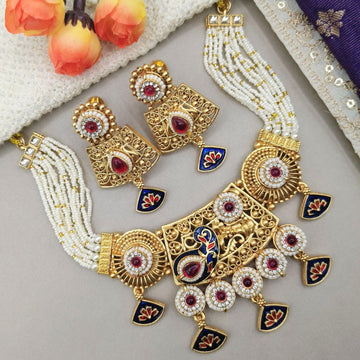 Meenakari Rajwadi Necklace Set: Shahi Blue Rajputi Jewelry