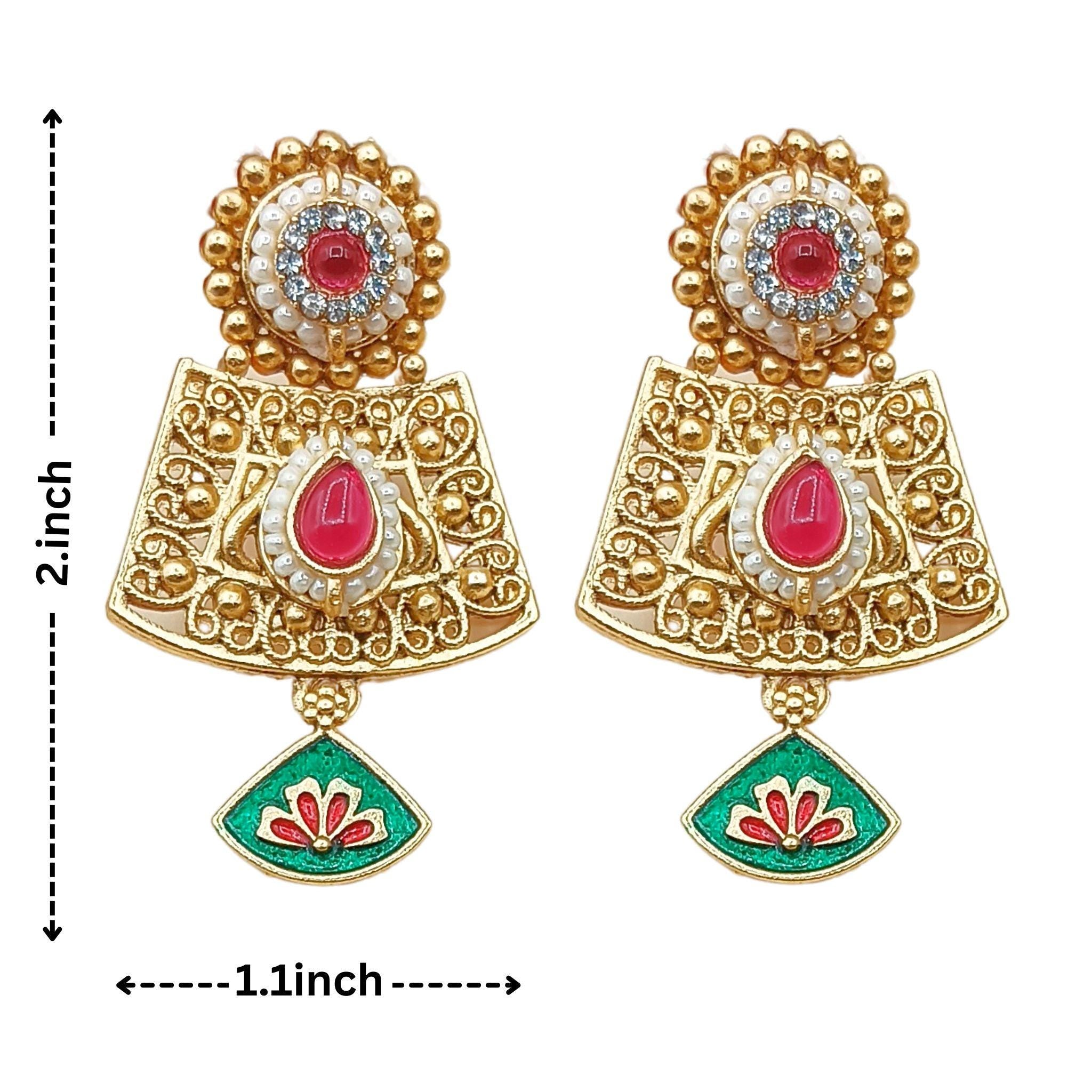 Meenakari Rajwadi Necklace Set: Royal Rajputi Jewelry with Earrings