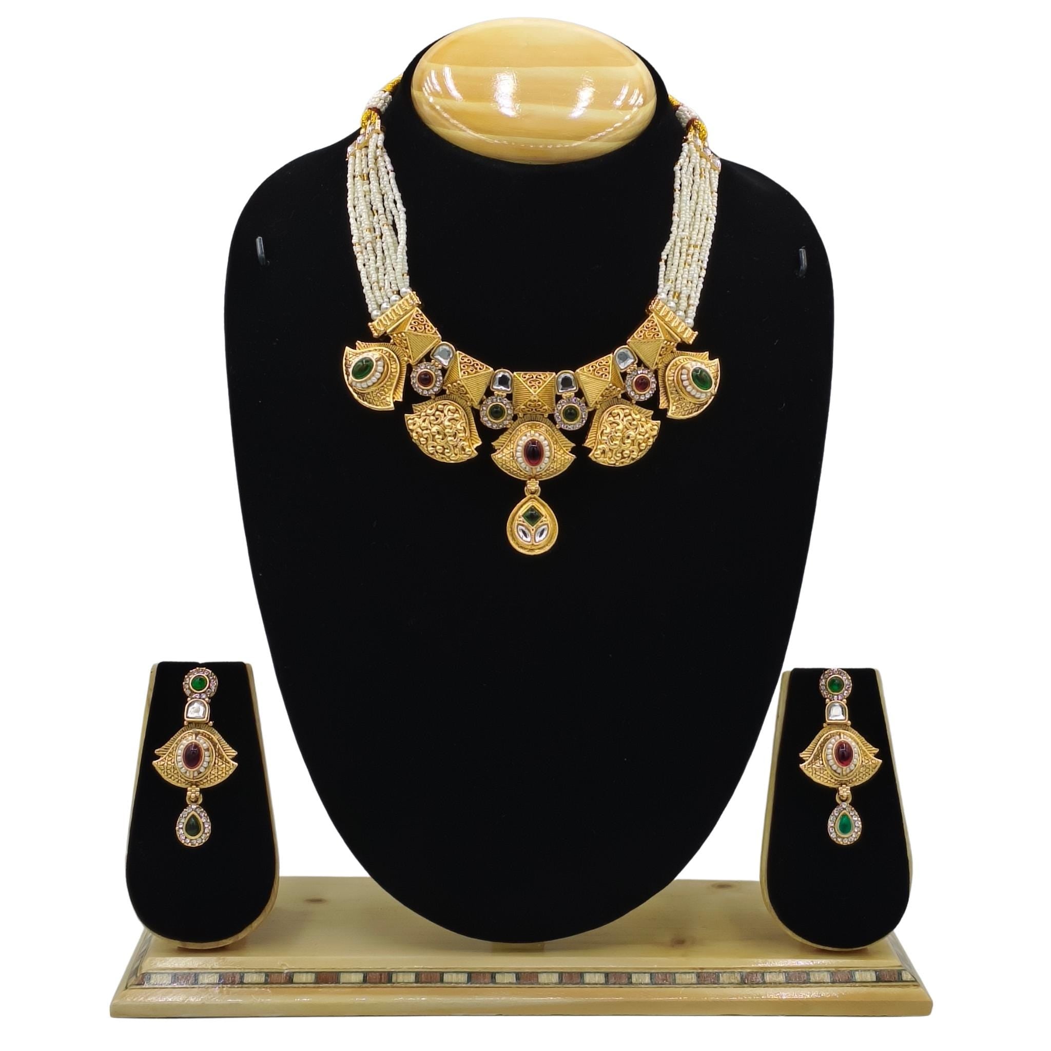 Meenakari Enamel Choker Necklace Set: Rajputi Indian Jewelry