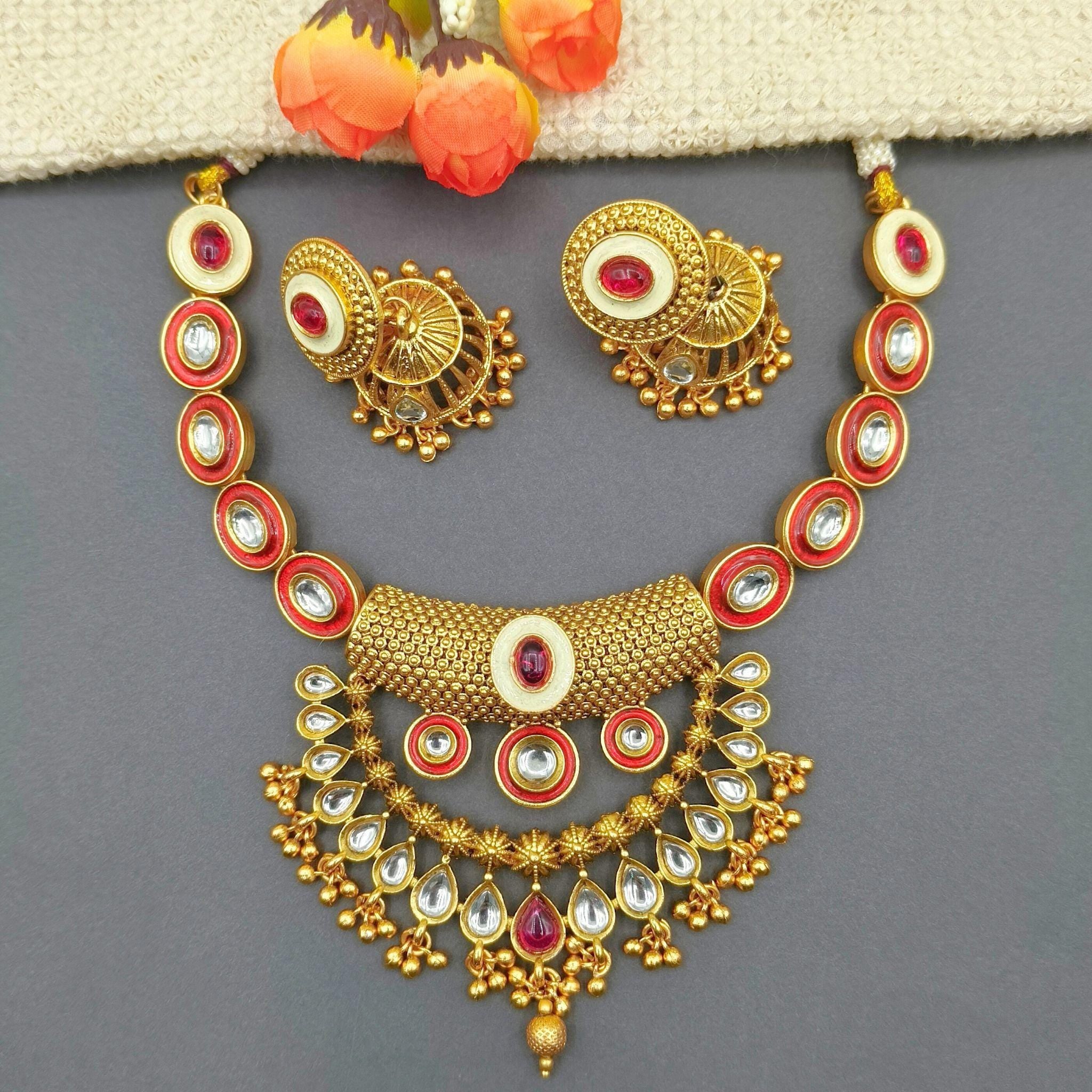 Rajputi Kundan Choker Necklace Set: Indian Bridal Jewelry