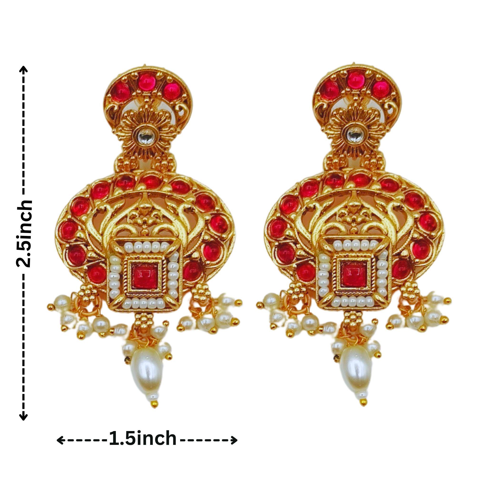 Meenakari Rajwadi Necklace Set: Agni Red Bridal Jewelry
