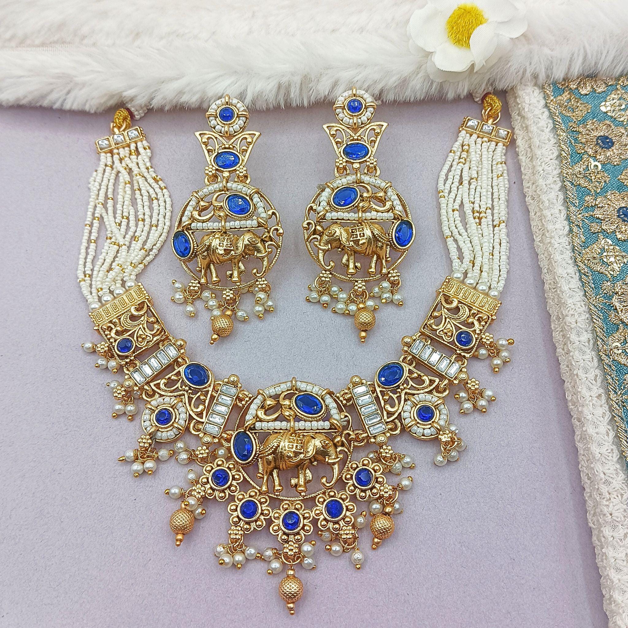 Rajputi Elephant Necklace Set: Rajwadi Indian Wedding Jewelry