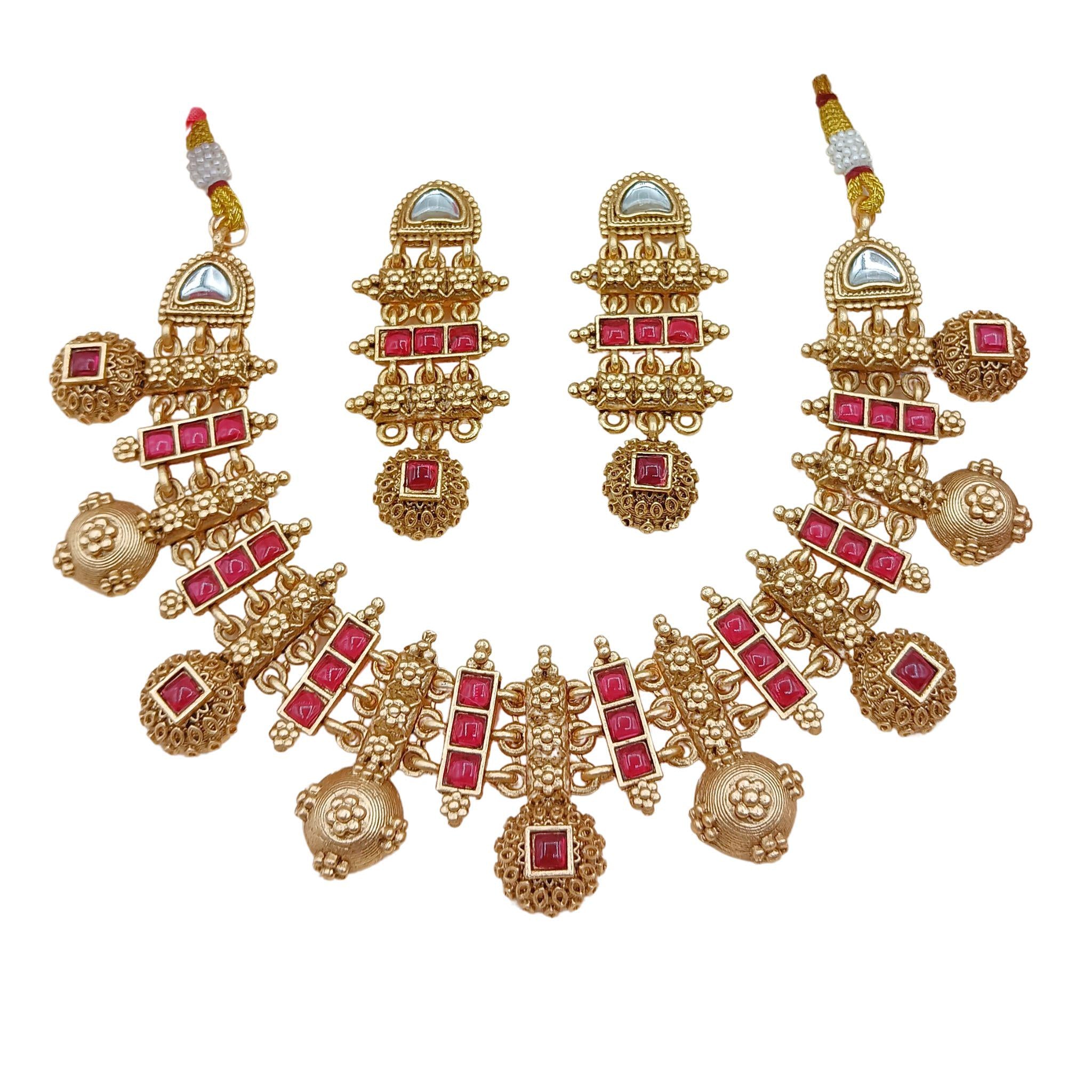 Meenakari Rajwadi Necklace | Antique Gold Bridal Jewelry Collection