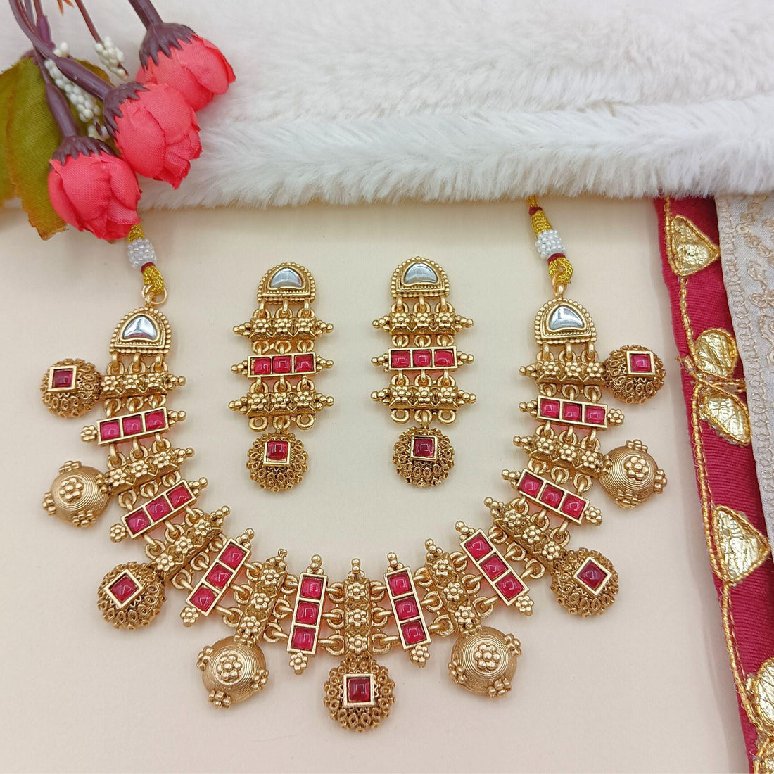 Meenakari Rajwadi Necklace | Antique Gold Bridal Jewelry Collection