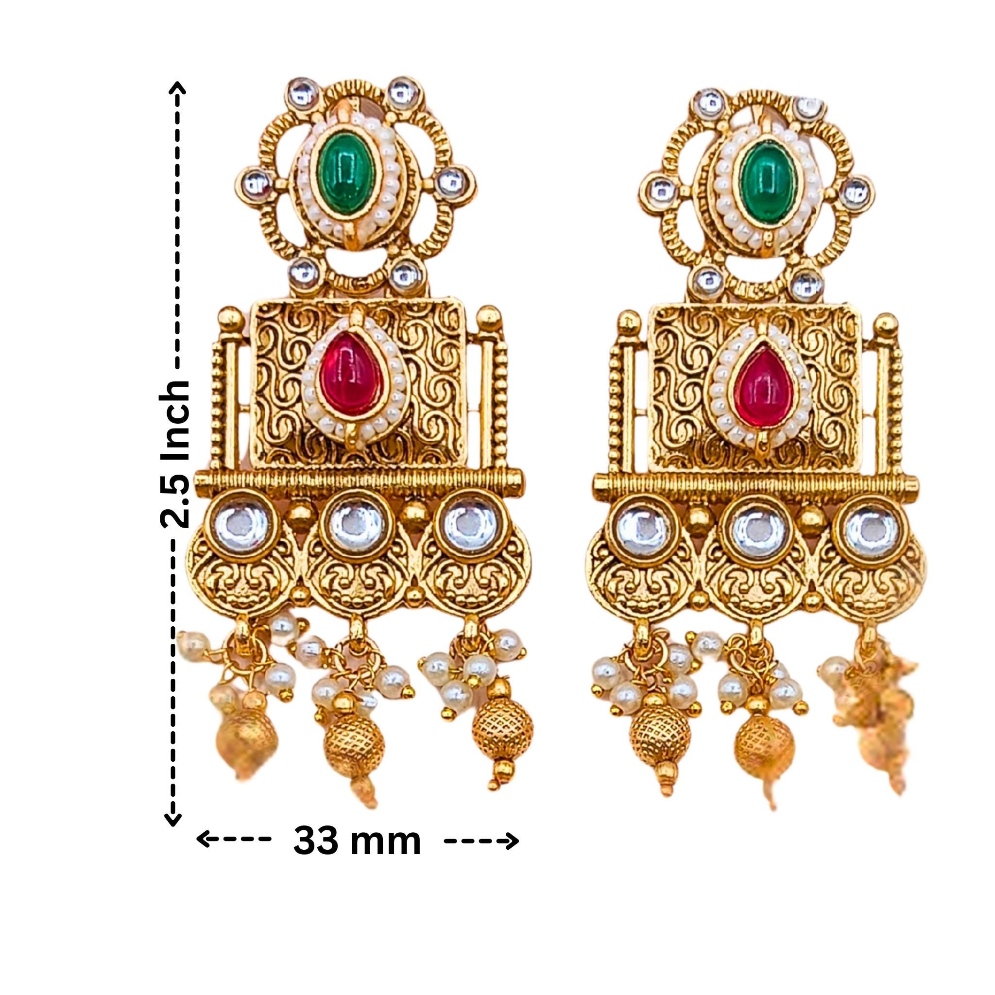 Gold-Plated Temple Necklace | Pista & Gulabi Polki Design
