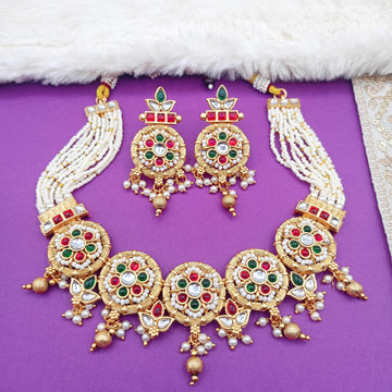 Kundan Choker Necklace Set: Rajwadi Rajputi Indian Bridal Jewelry