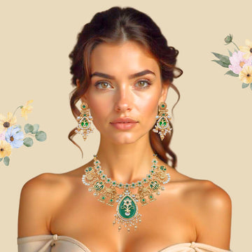 Tanisha Meenakari Necklace | Antique Gold Choker & Earrings