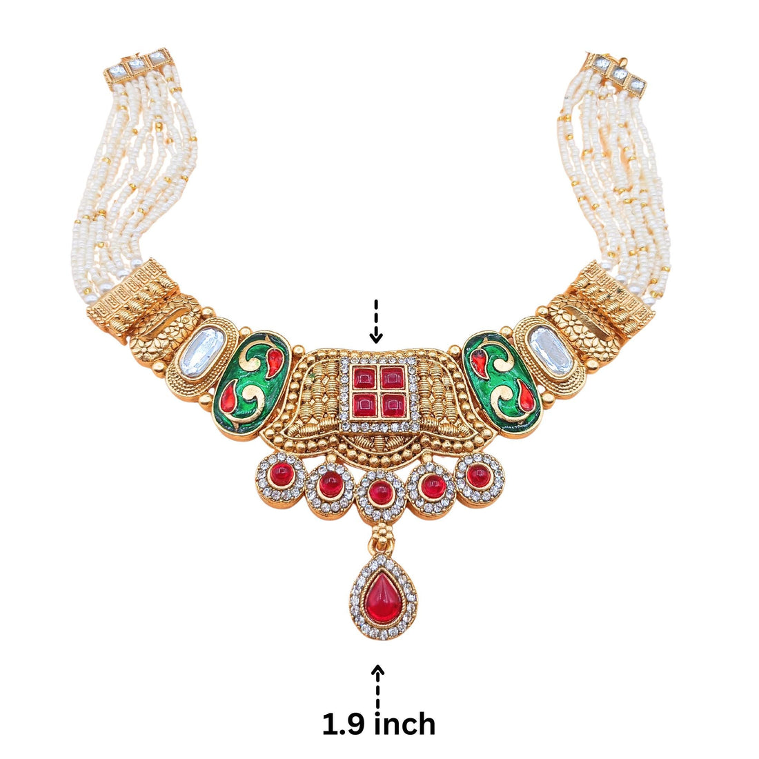 Meenakari Rajwadi Pearl Choker | Kundan Bridal Jewelry