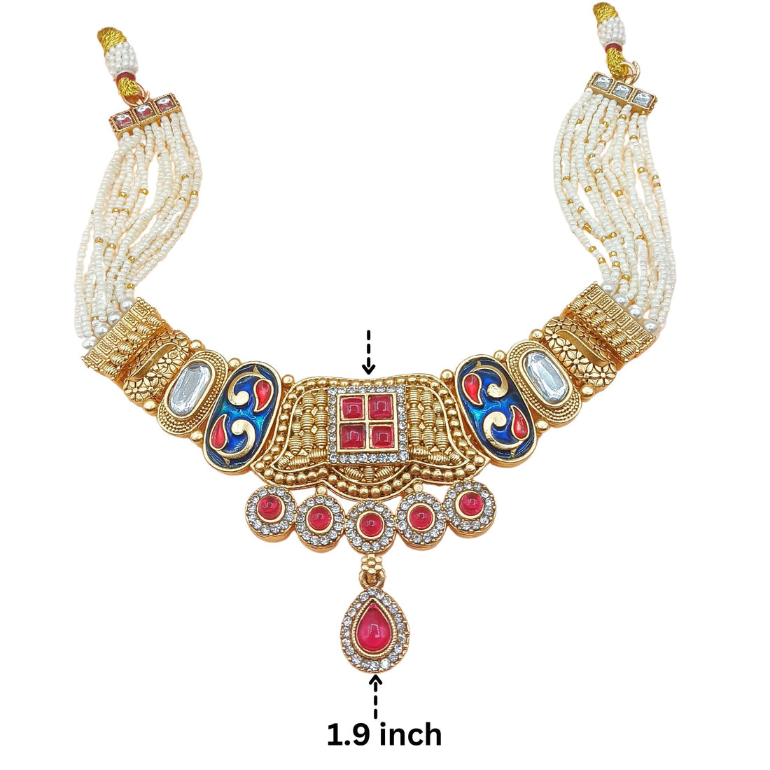 Meenakari Kundan Bridal Choker | Shahi Blue Rajwadi Jewelry