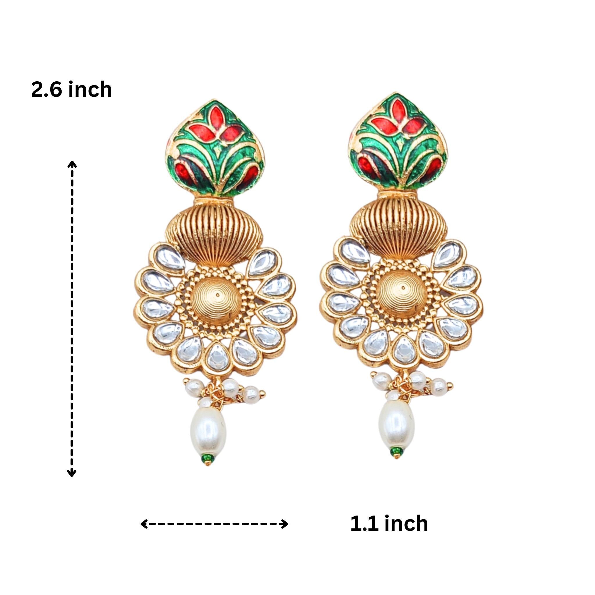Matte Gold Hasadi Choker Set: Rajputi Meenakari Temple Jewelry