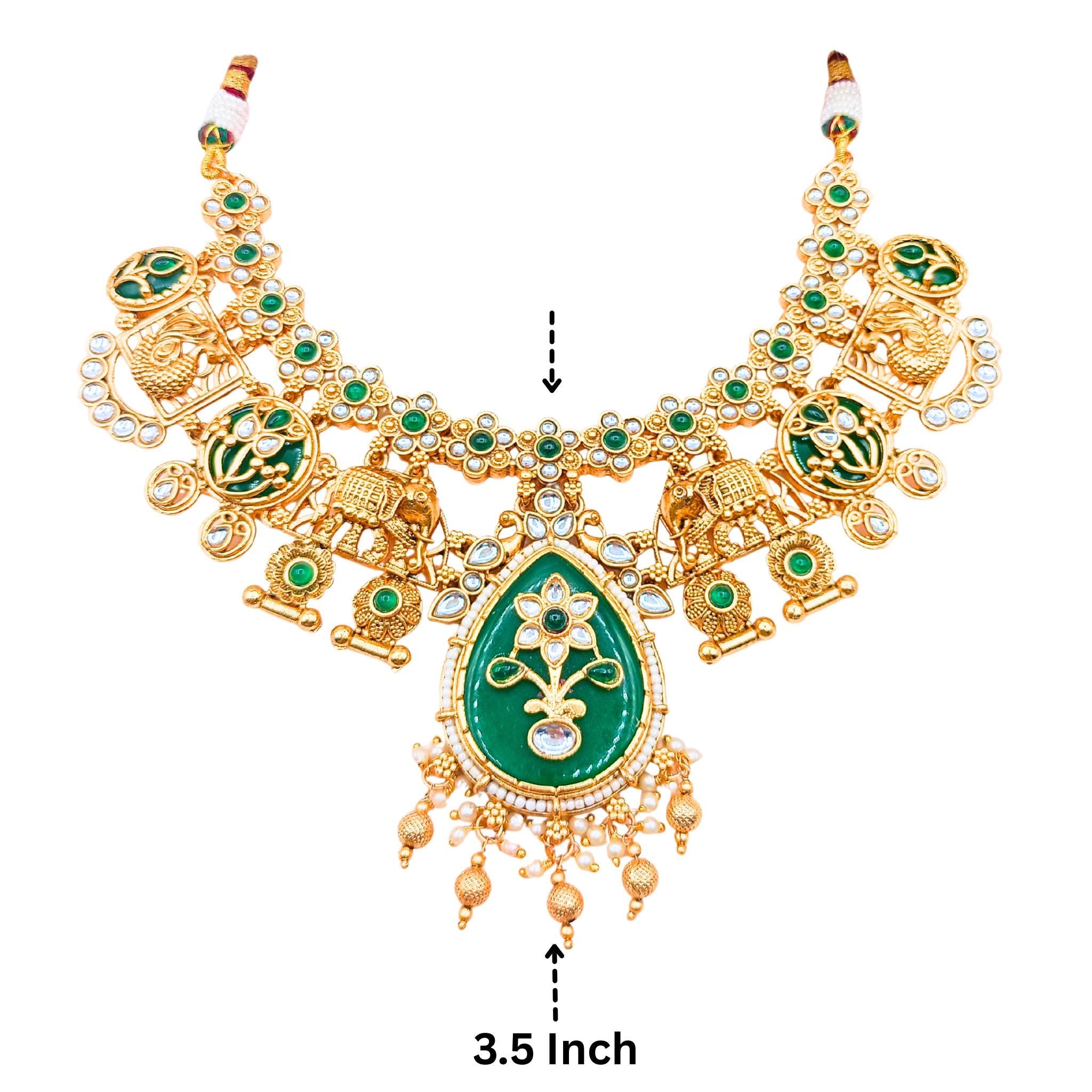 Tanisha Meenakari Necklace | Antique Gold Choker & Earrings
